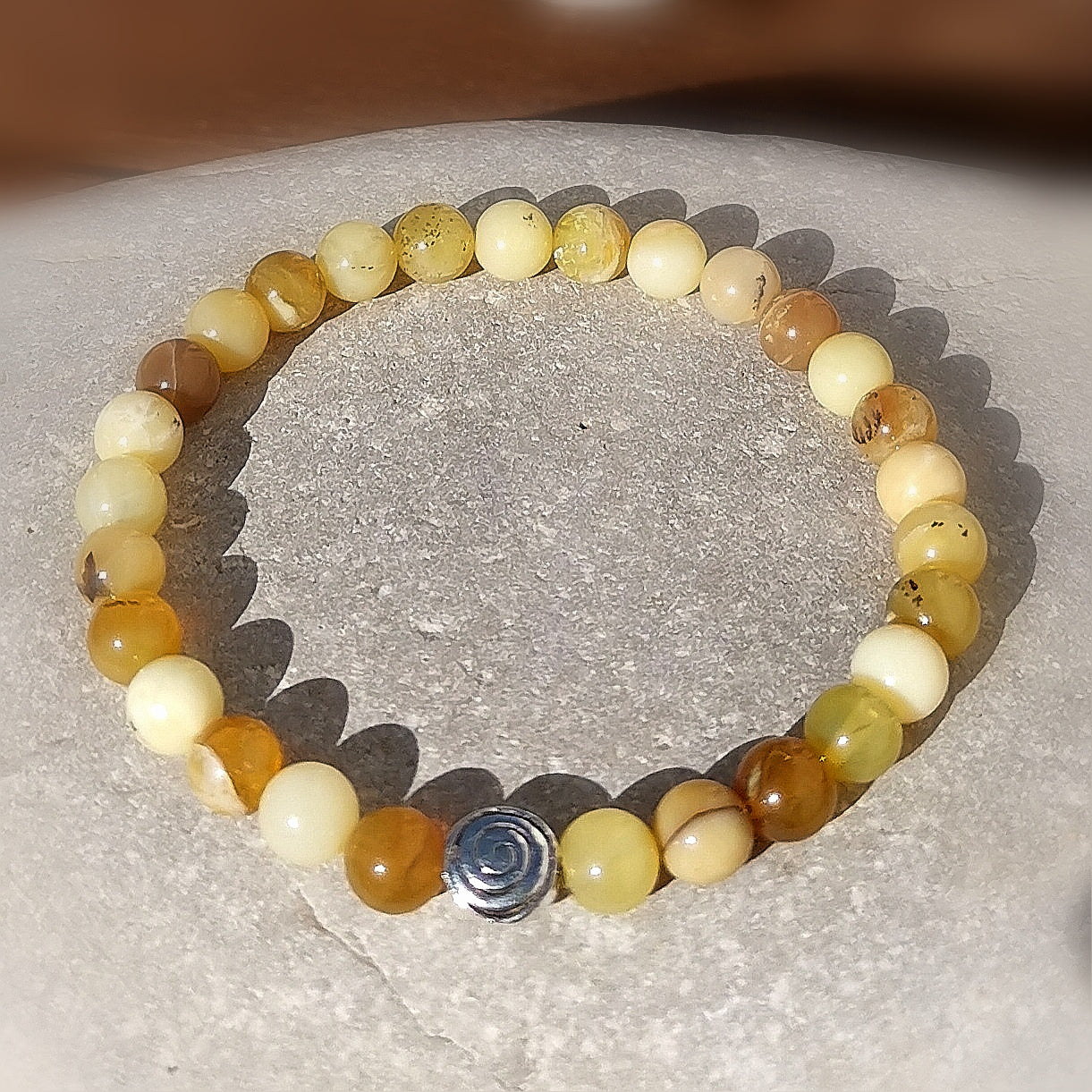 Honig Opal Solarplexus Chakra Edelstein Armband Unikat, Sonnenenergie