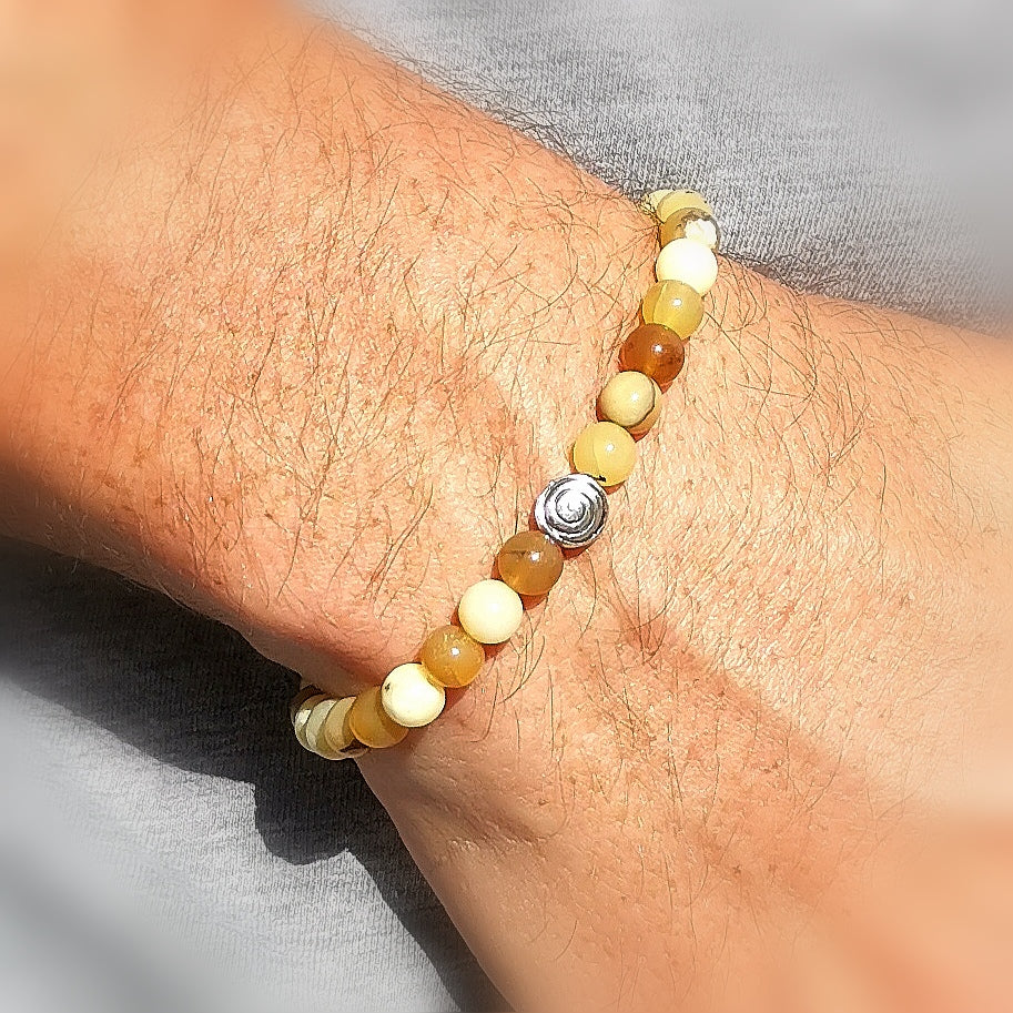 Honig Opal Solarplexus Chakra Edelstein Armband Unikat, Sonnenenergie unisex, Mallorca samaki reiki yoga