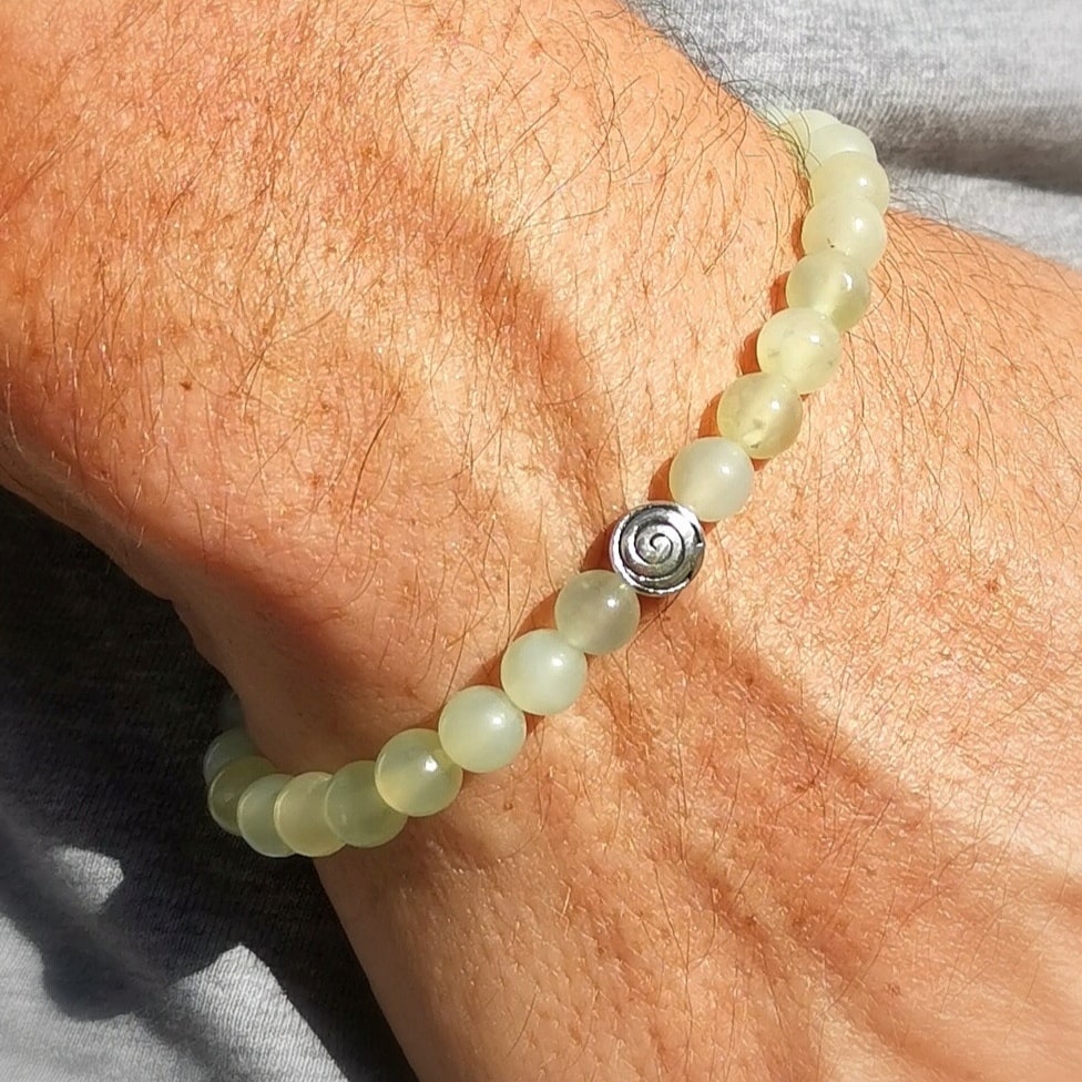 Jade Serpentin Edelstein Heilstein Karma Armband, 18,2 cm, unisex, aura chakra wellness, Harmonie, samaki