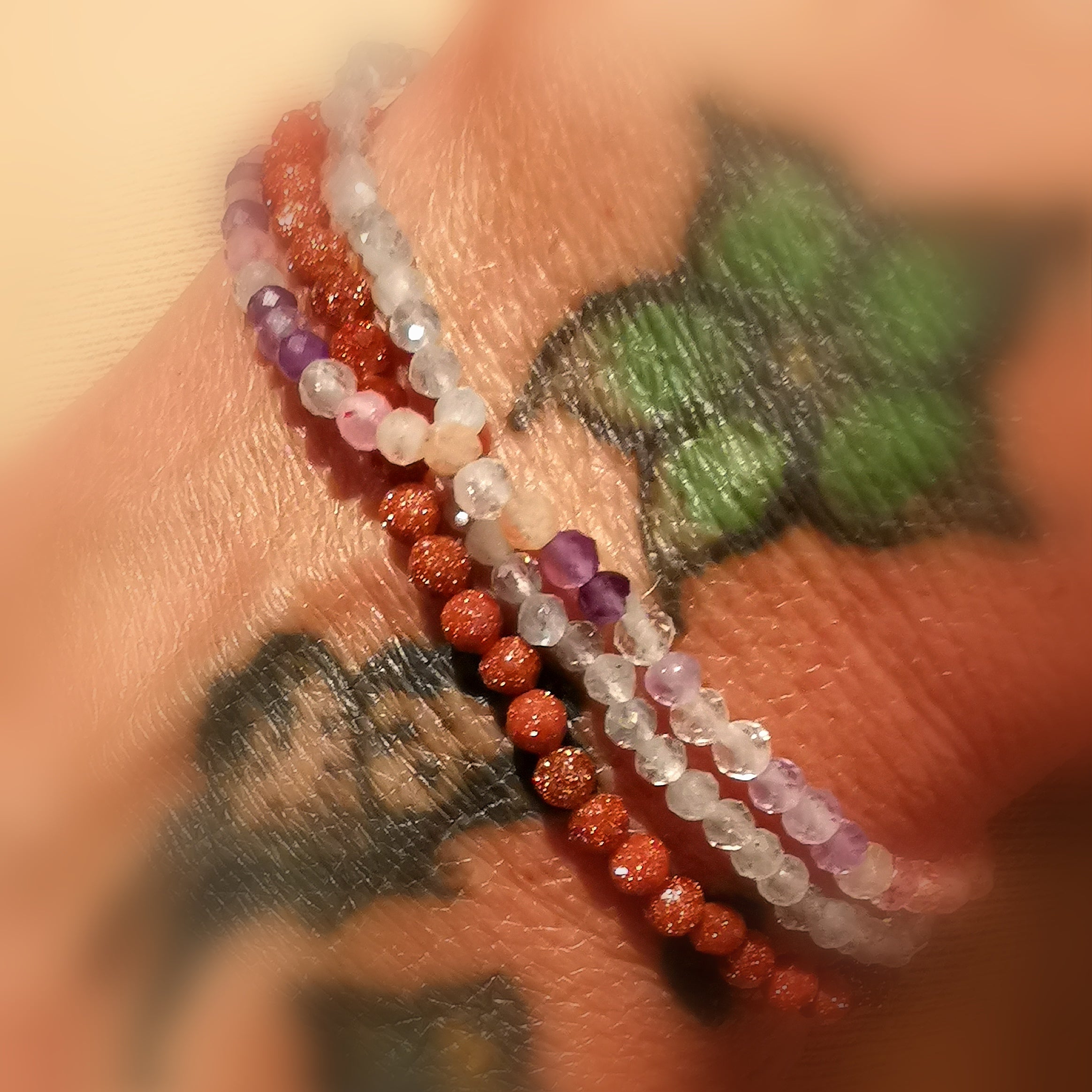 Mondstein, Super 7, Gold Aventurin: Edelstein Karma Armband 3er Set, Seelenkraft, reiki mallorca yoga can picafort