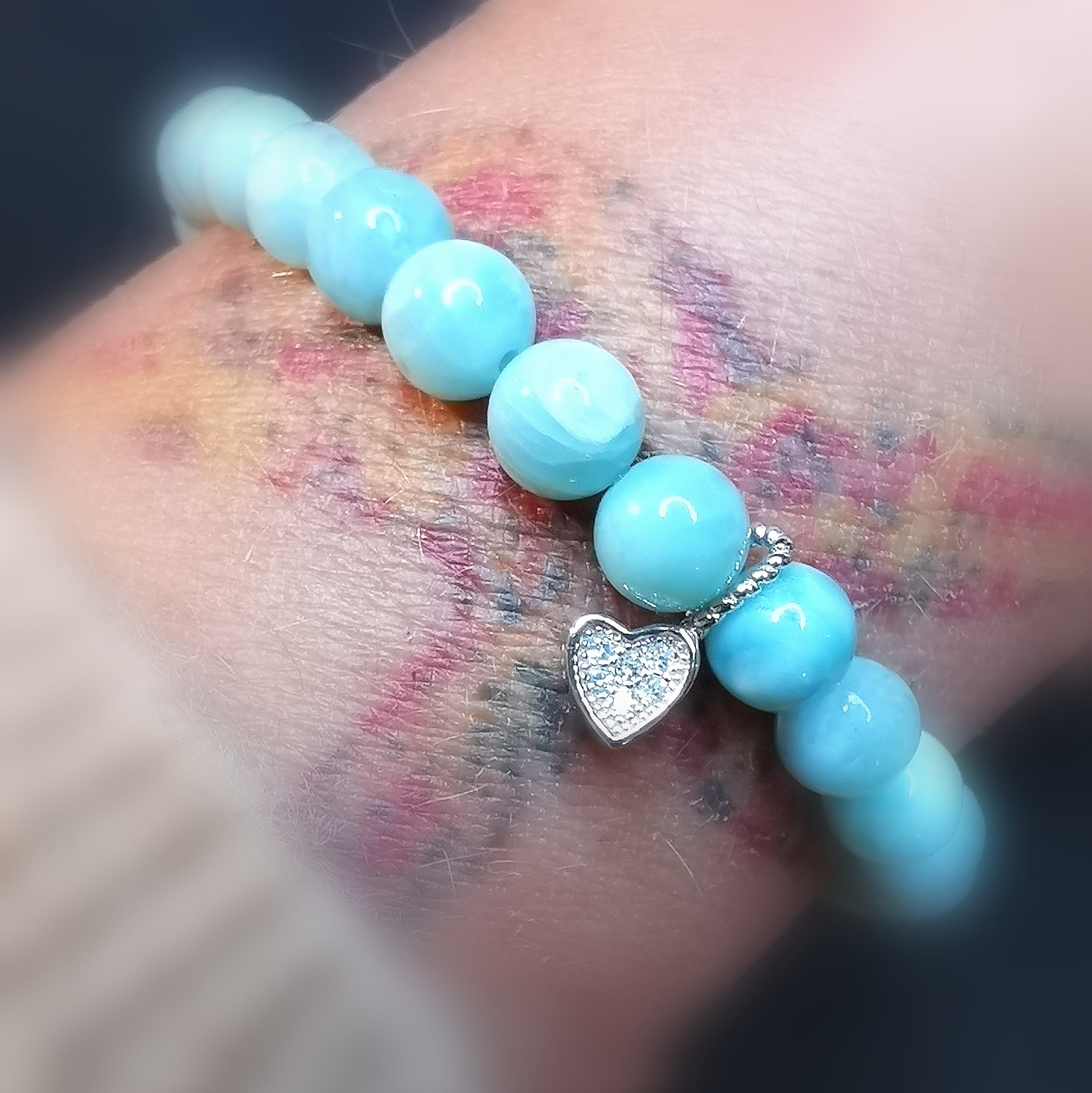 Larimar Edelstein Heilstein Karma Armband, Chakraschmuck, dem Leben vertrauen, samaki mallorca hope spoul reiki yoga