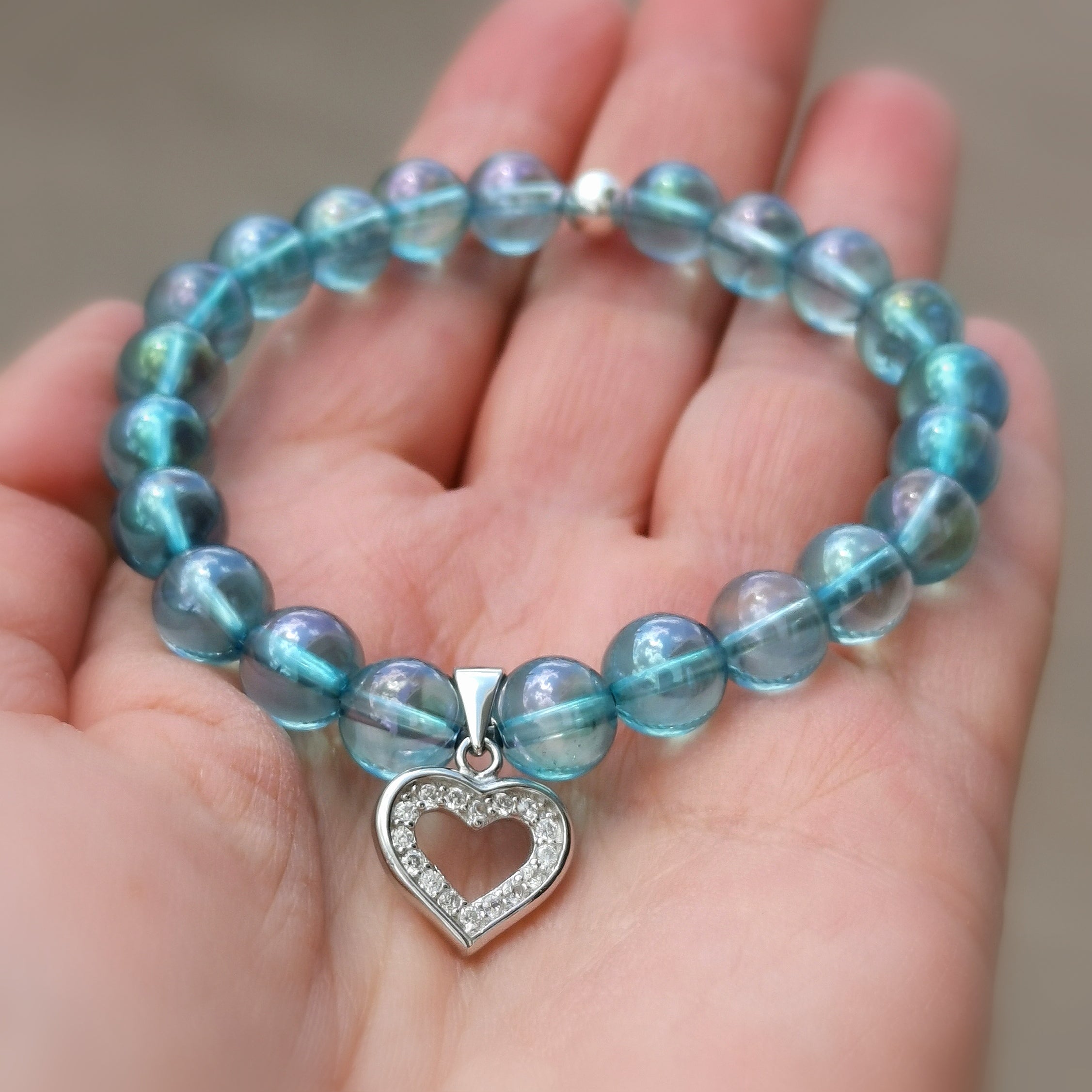 Aqua Aura Herz Chakra Karma Armband, liebevolle Hingabe ans Leben, mallorca reiki yoga