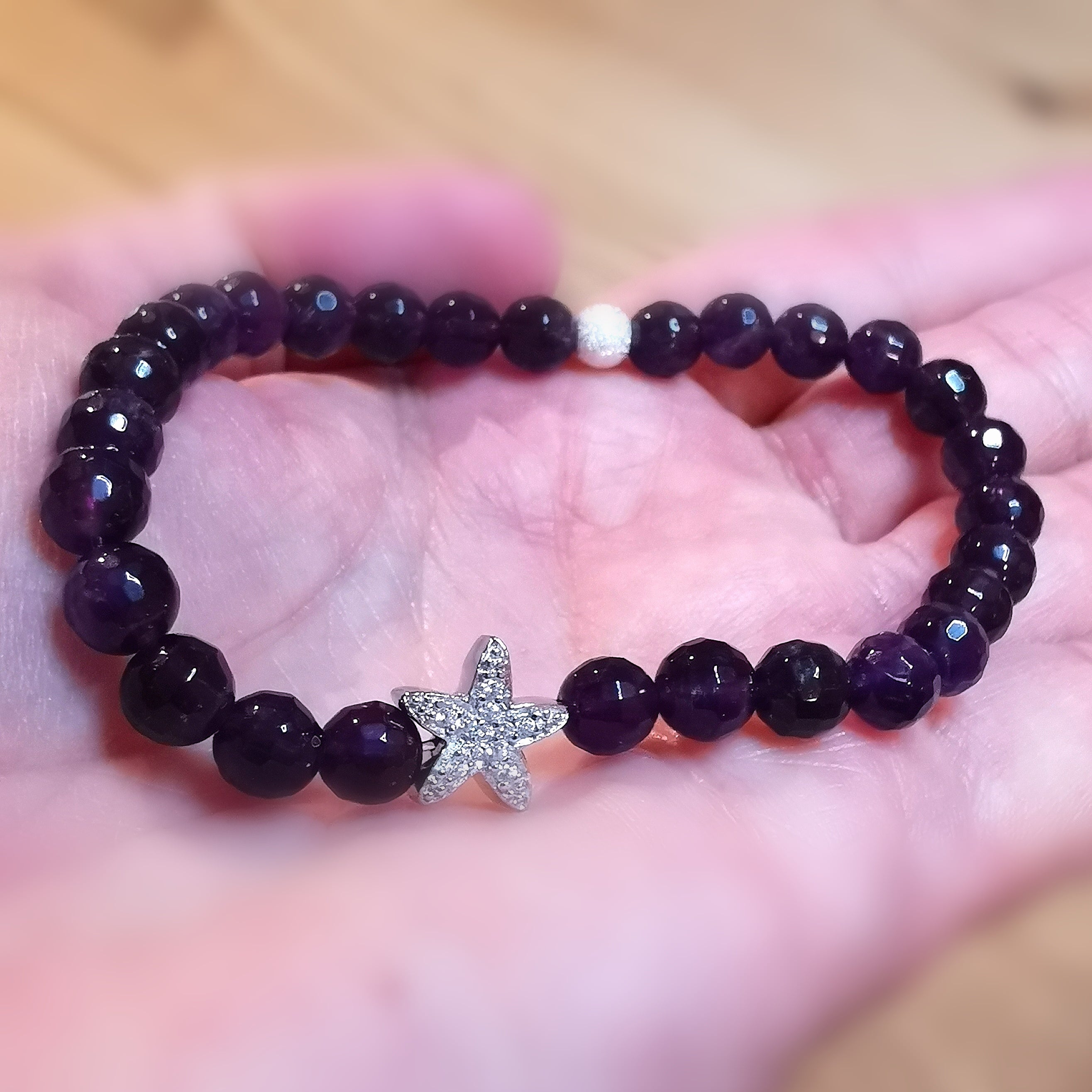 Amethyst Seestern Karma Edelstein Heilstein Armband, Vertrauen ins Leben, mallorca samaki