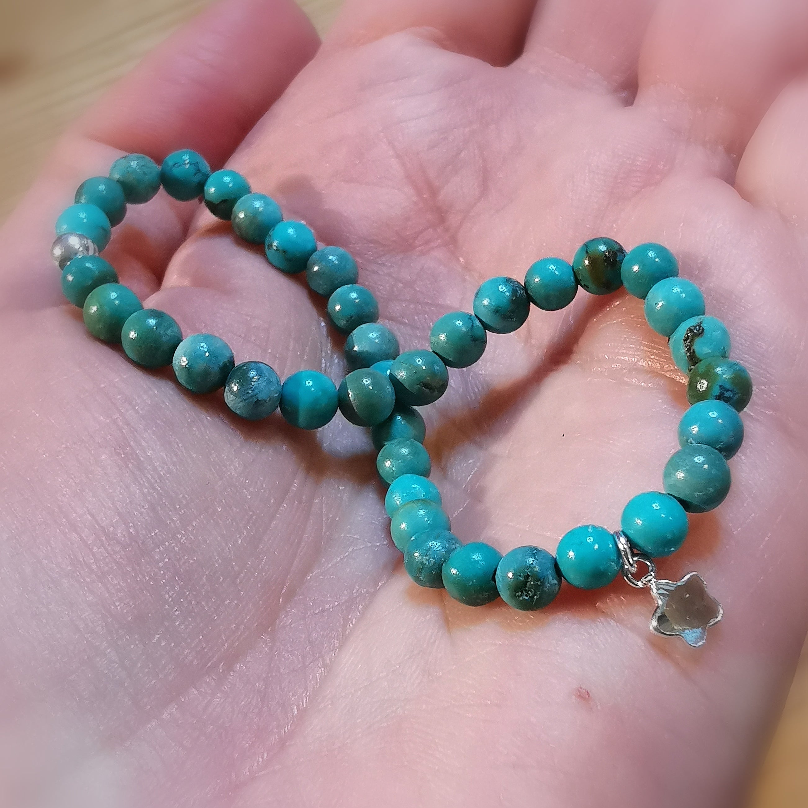 Türkis Karma Seestern Armband, Echt Türkis Edelstein mit Zirkon, wundervolle Freiheit, urlaub mallorca, can picafort, reiki samaki