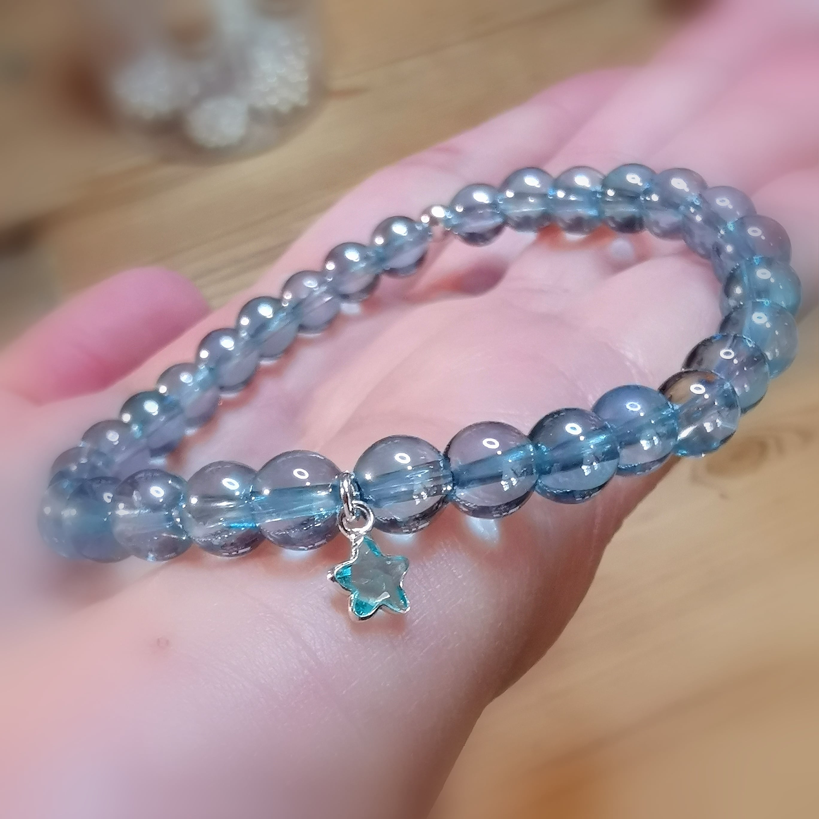 Aqua Aura Edelstein Karma Seestern Armband, wundervolles Leben, samaki mallorca
