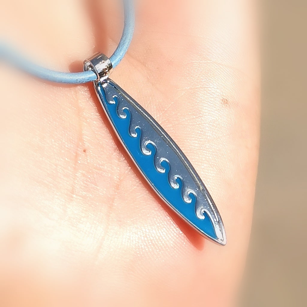 Talisman Sterlingsilber Emaille Anhänger surfboard surfbrett, Begeisterung, samaki mallorca