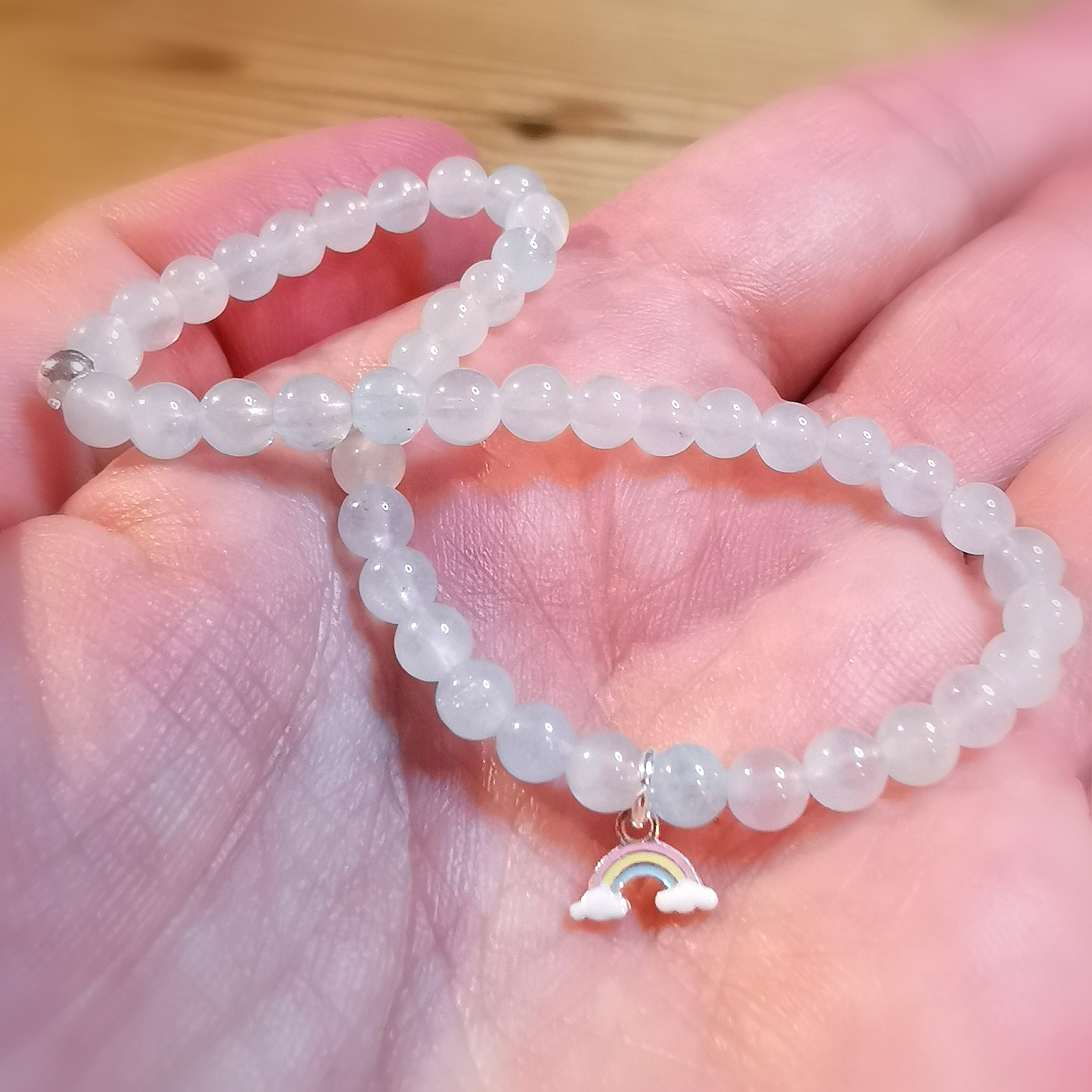Aquamarin Edelstein Regenbogen Karma Armband, Chakra Schmuck, Prinzip "Hoffnung", samaki