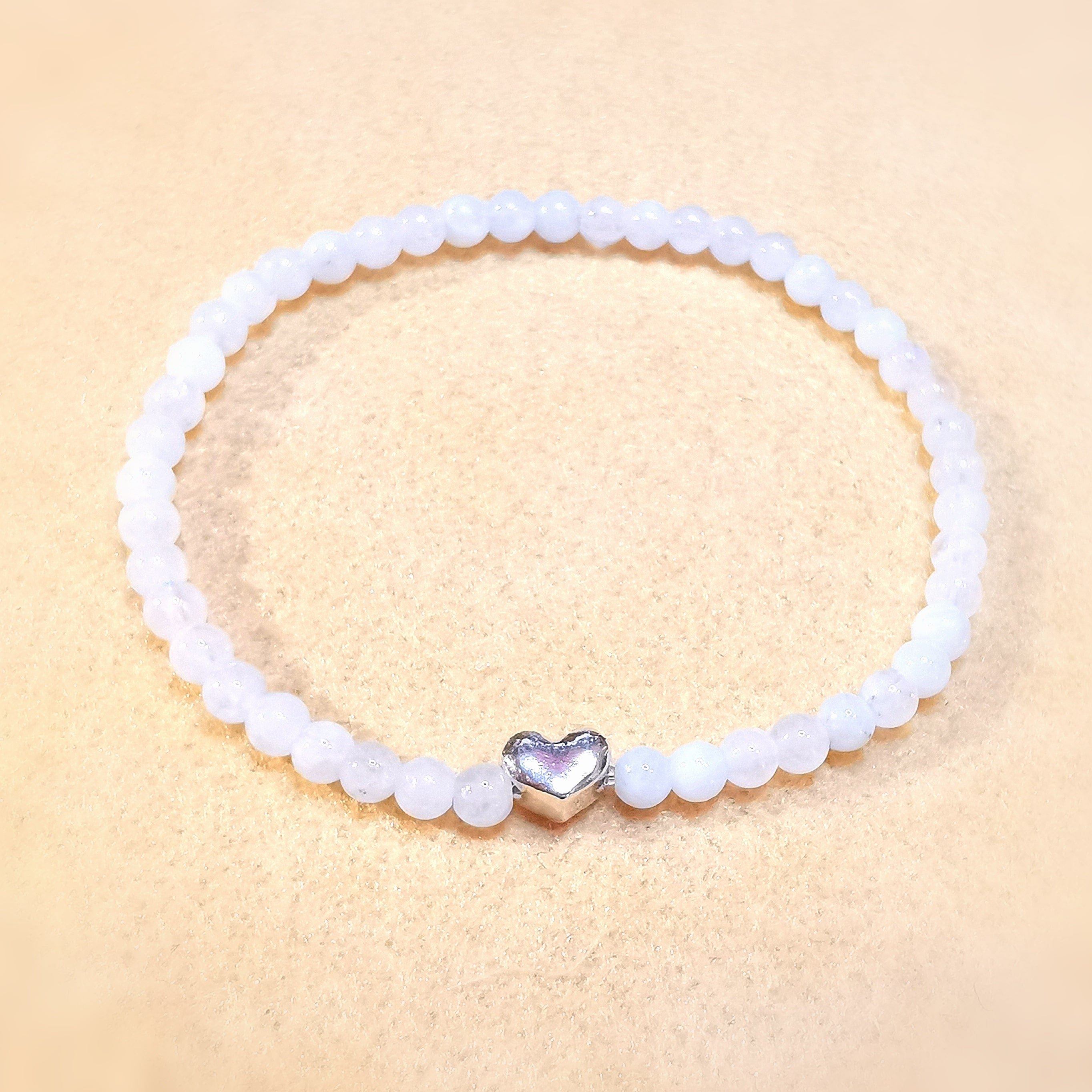 Mondstein Karma Herz Armband, extra Regenbogen Qualität, aura chakra wellness, Liebe und Genuss