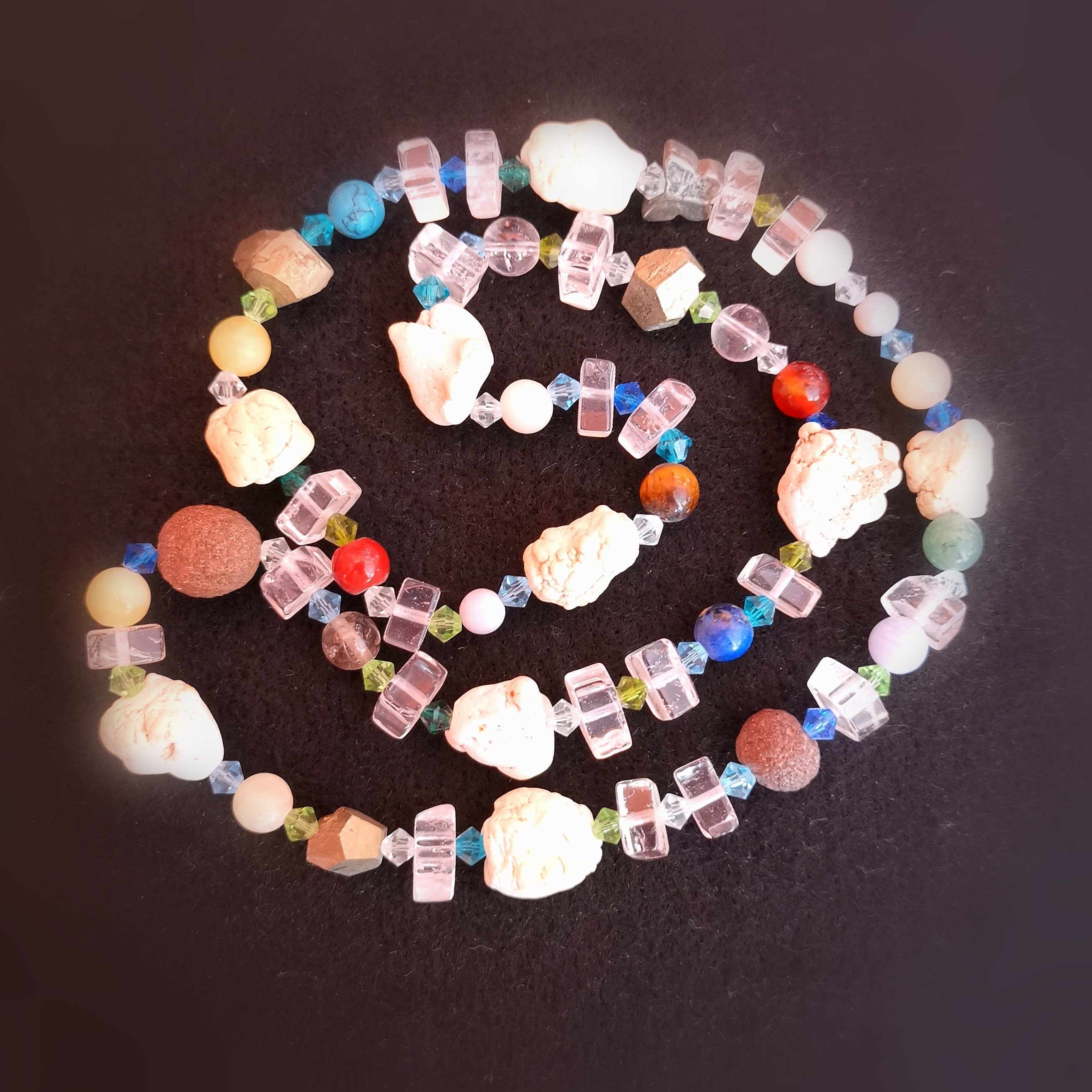 Edelstein Mix Karma Kette und Chakra Schmuck, Aurastärke und Lebenskraft, samaki
