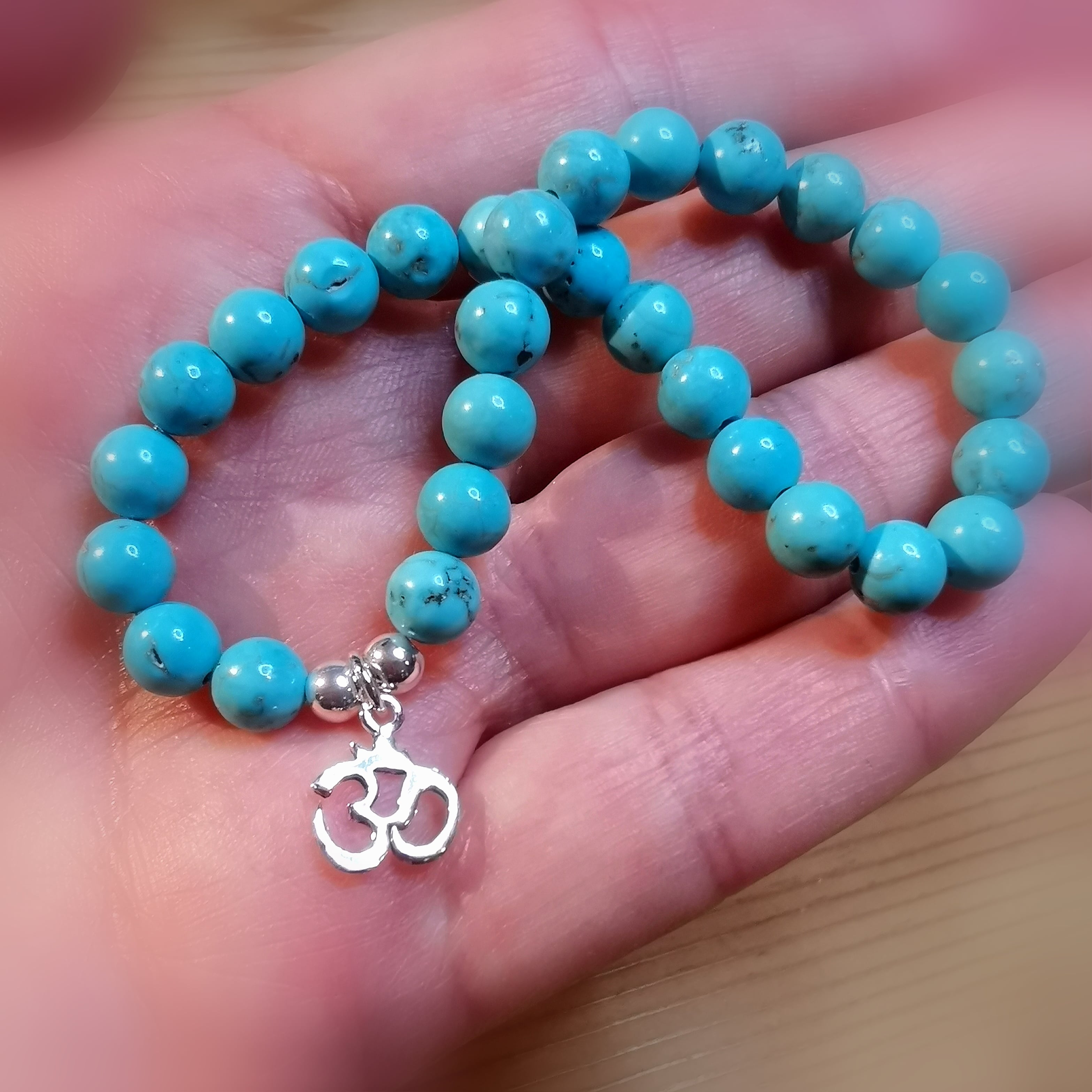 Tibet Türkis Edelstein Heilstein Karma Armband, OM Chakra Schmuck, Herz und Geist, samaki mallorca