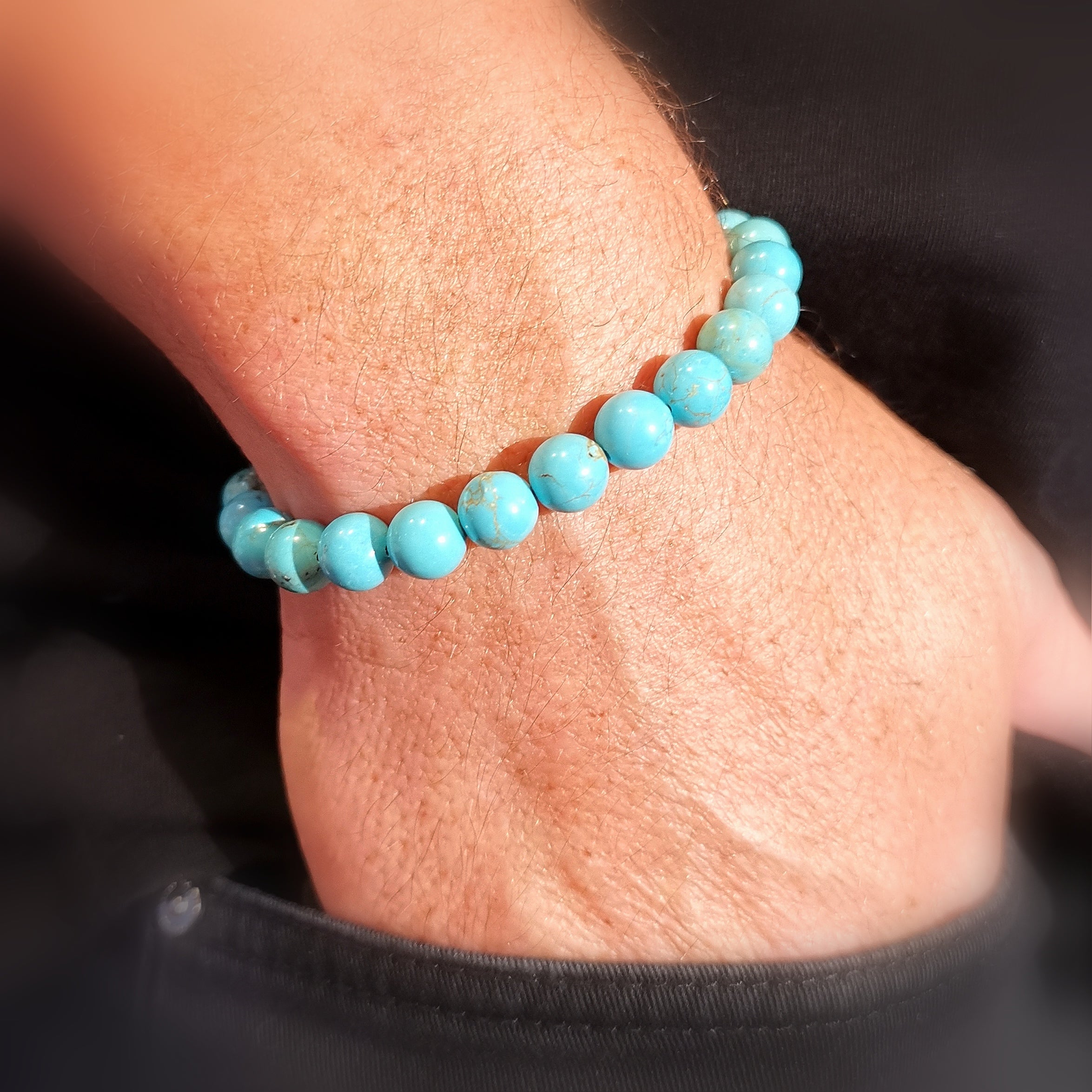 Tibet Türkis Karma Armband für den Mann / unisex, 18,2 cm, Chakra Schmuck, Erkenntnis und Freiheit, samaki mallorca