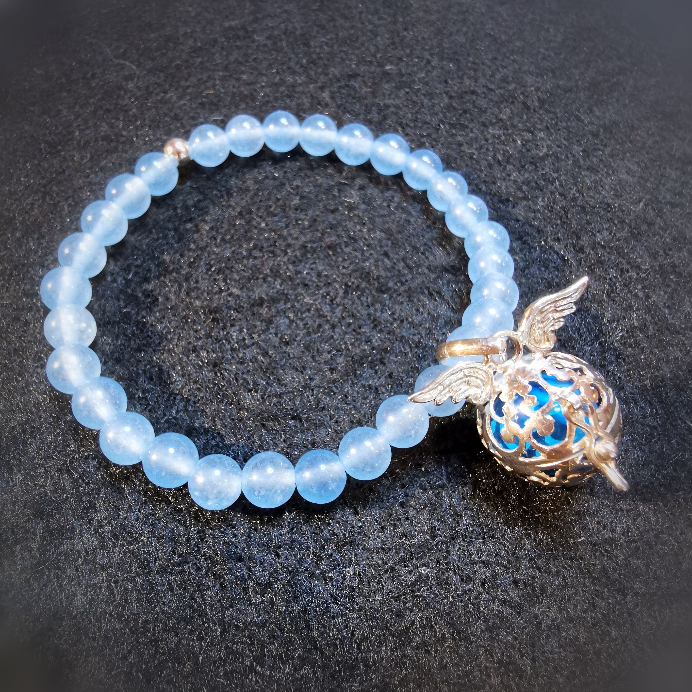 Engelsrufer Edelstein Karma Armband, blaue Jade, Erzengel Michael, Schutz und Stärke, samaki mallorca