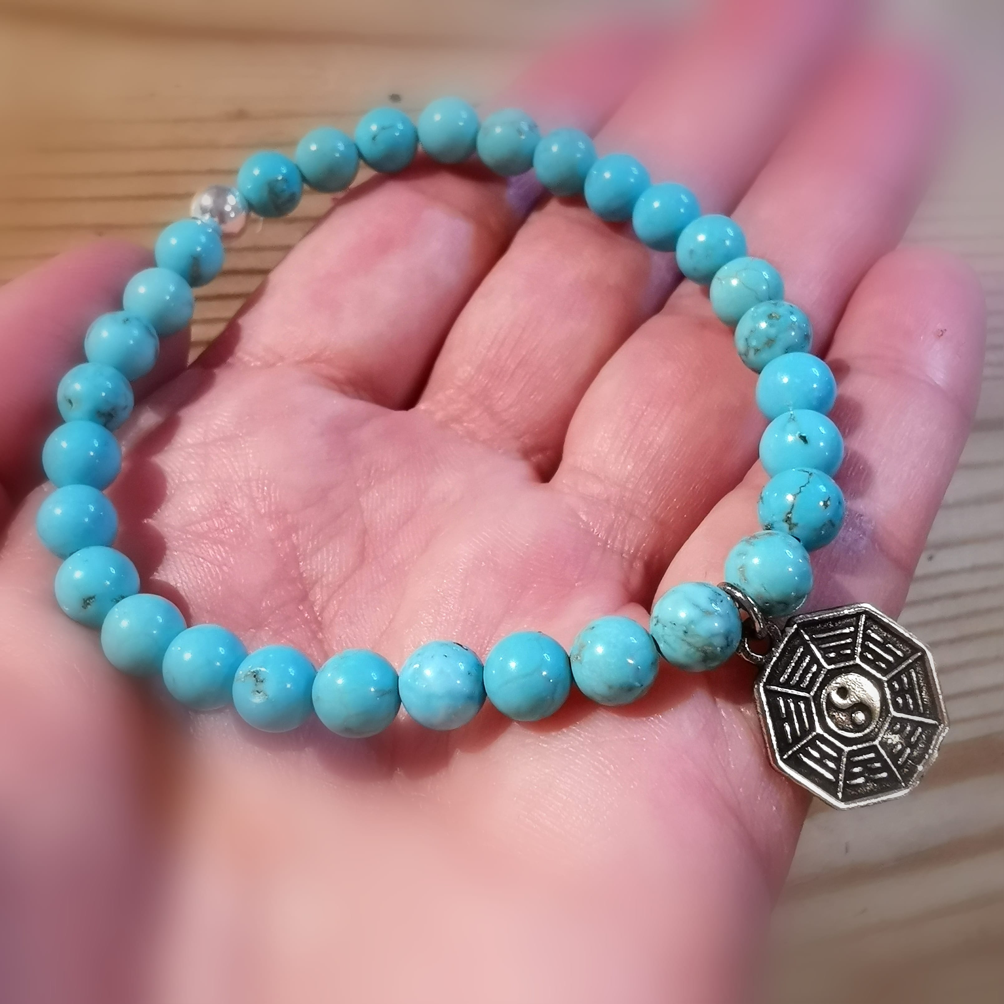 Tibet Türkis Edelstein Heilstein Karma Armband Yin Yang, Harmonie der Seele, samaki mallorca