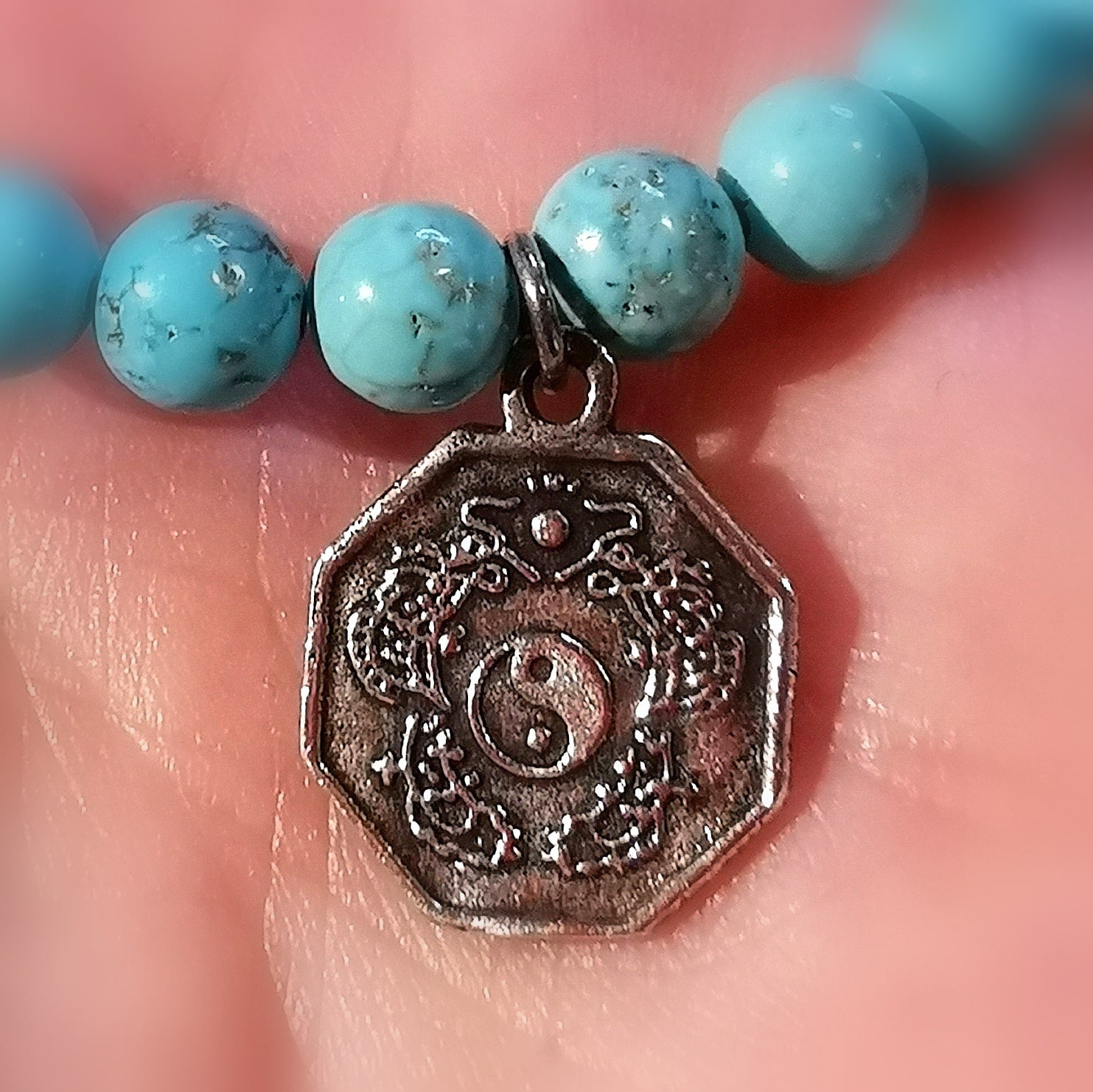 Tibet Türkis Edelstein Heilstein Karma Armband Yin Yang, Harmonie der Seele