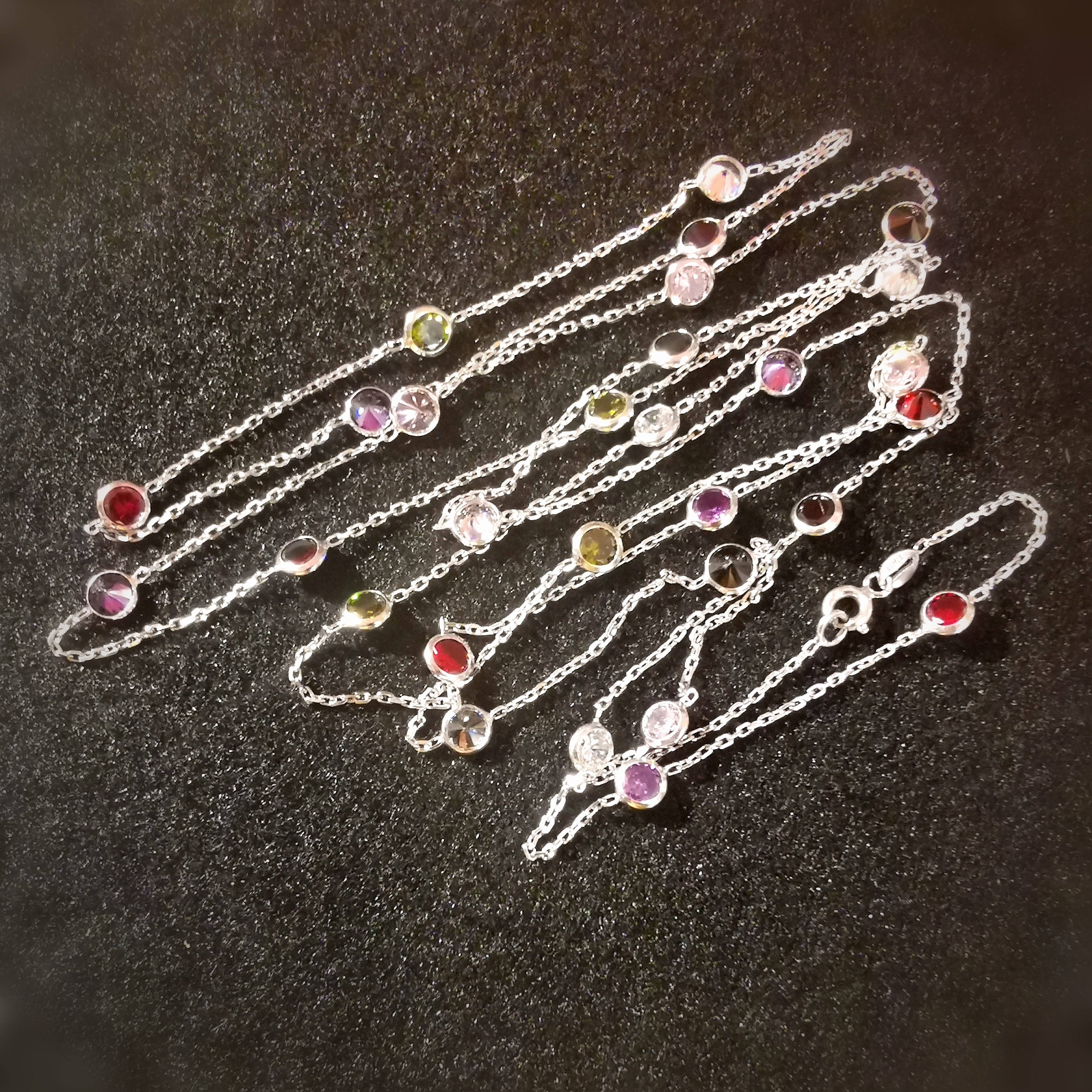 Sterlingsilber Kette Wickel Armband mit Zirkon Edelstein, Regenbogen Farben, chakra wellness, Genuss, samaki