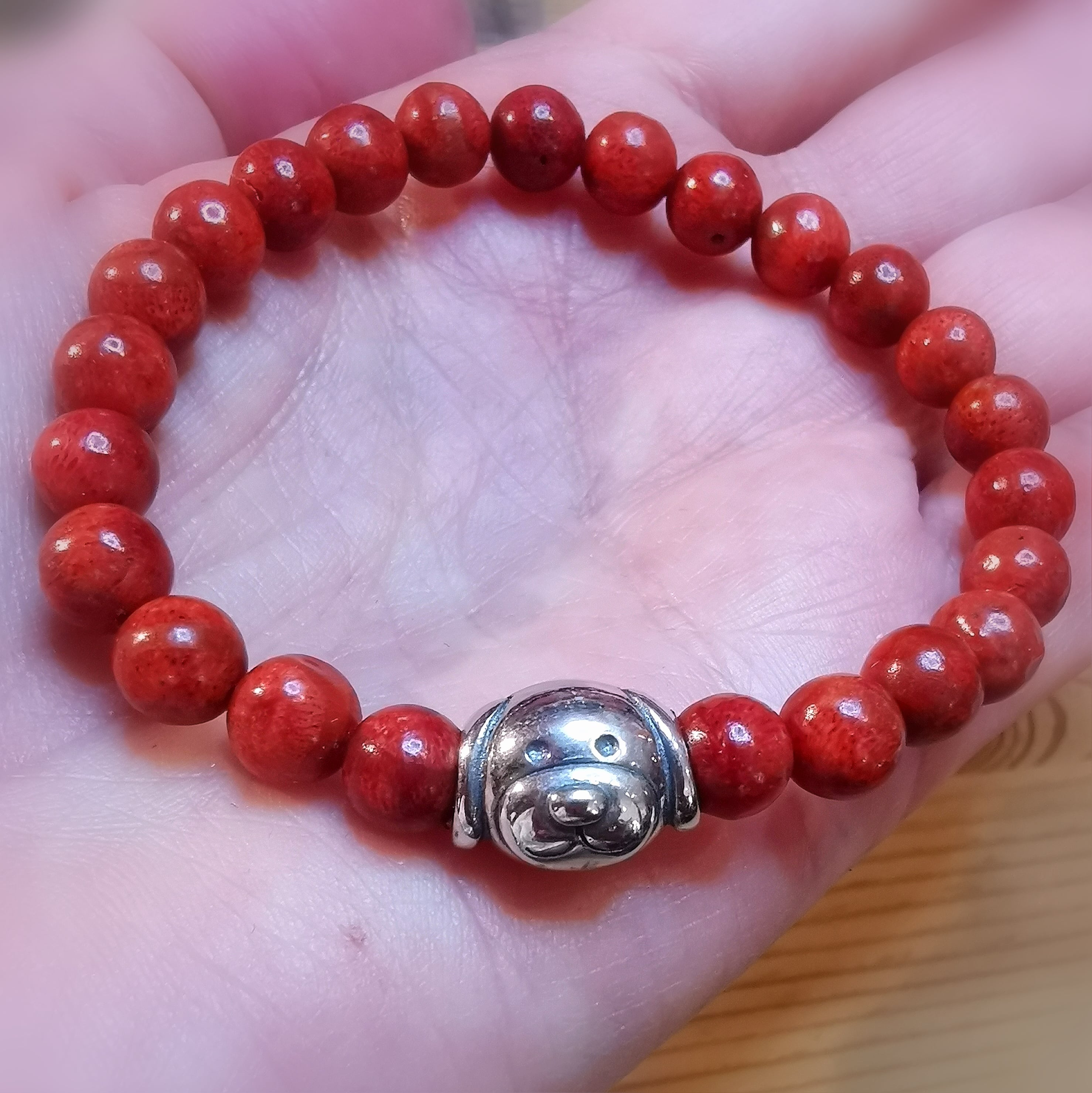 Kinder Korallen Krafttier Karma Edelstein Schmuck Armband, Chakra wellness, Lebensmut und Energie, samaki