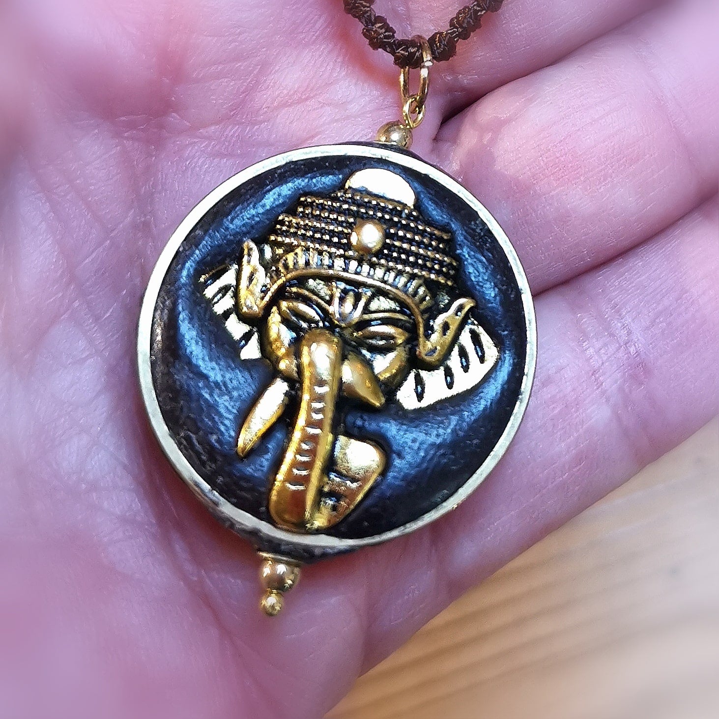 Tibet Karma Kette Ganesha, Talisman wellness Schmuck, Krafttier Elefant, Wohlstand und Stabilität