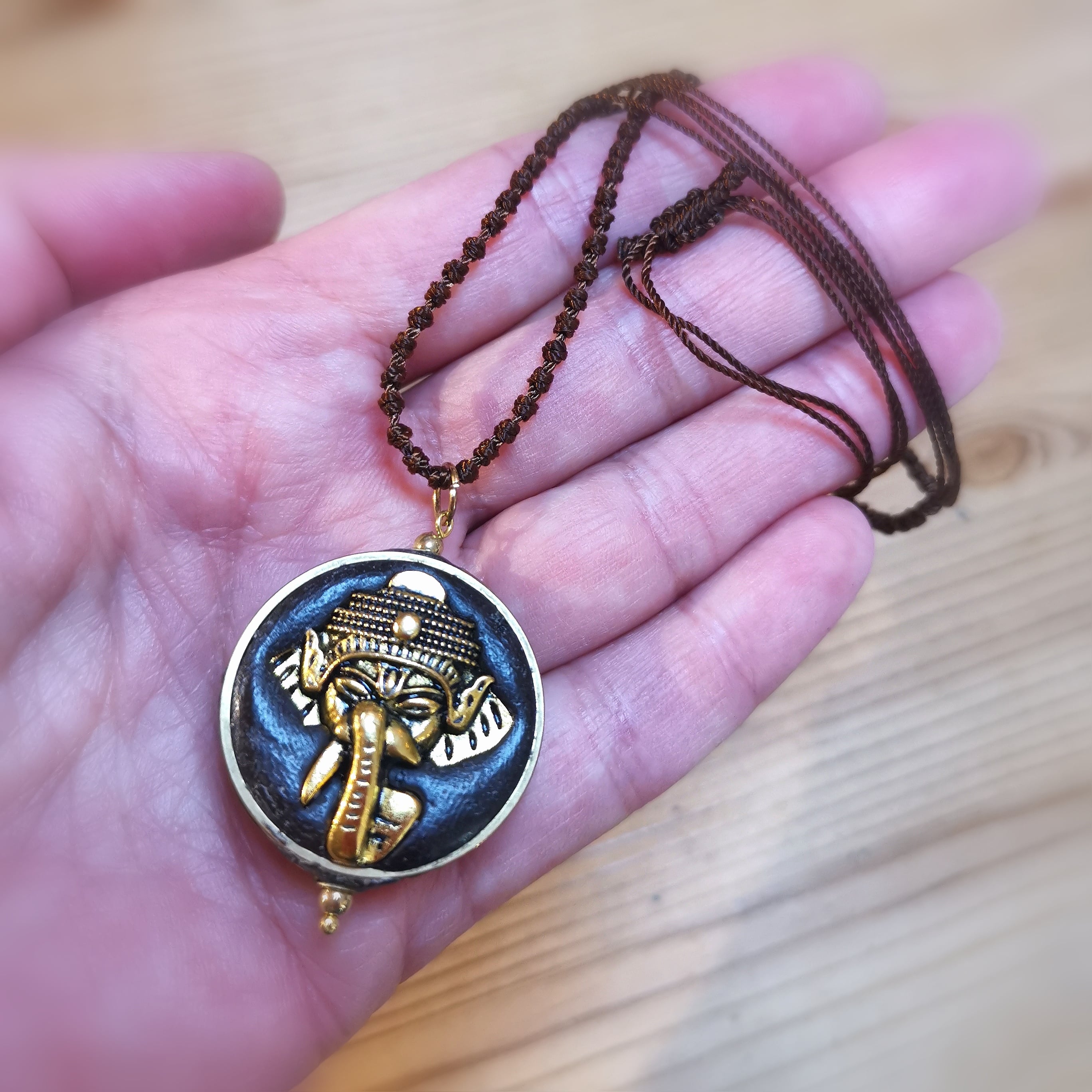 Tibet Karma Kette Ganesha, Talisman wellness Schmuck, Krafttier Elefant, Wohlstand und Stabilität