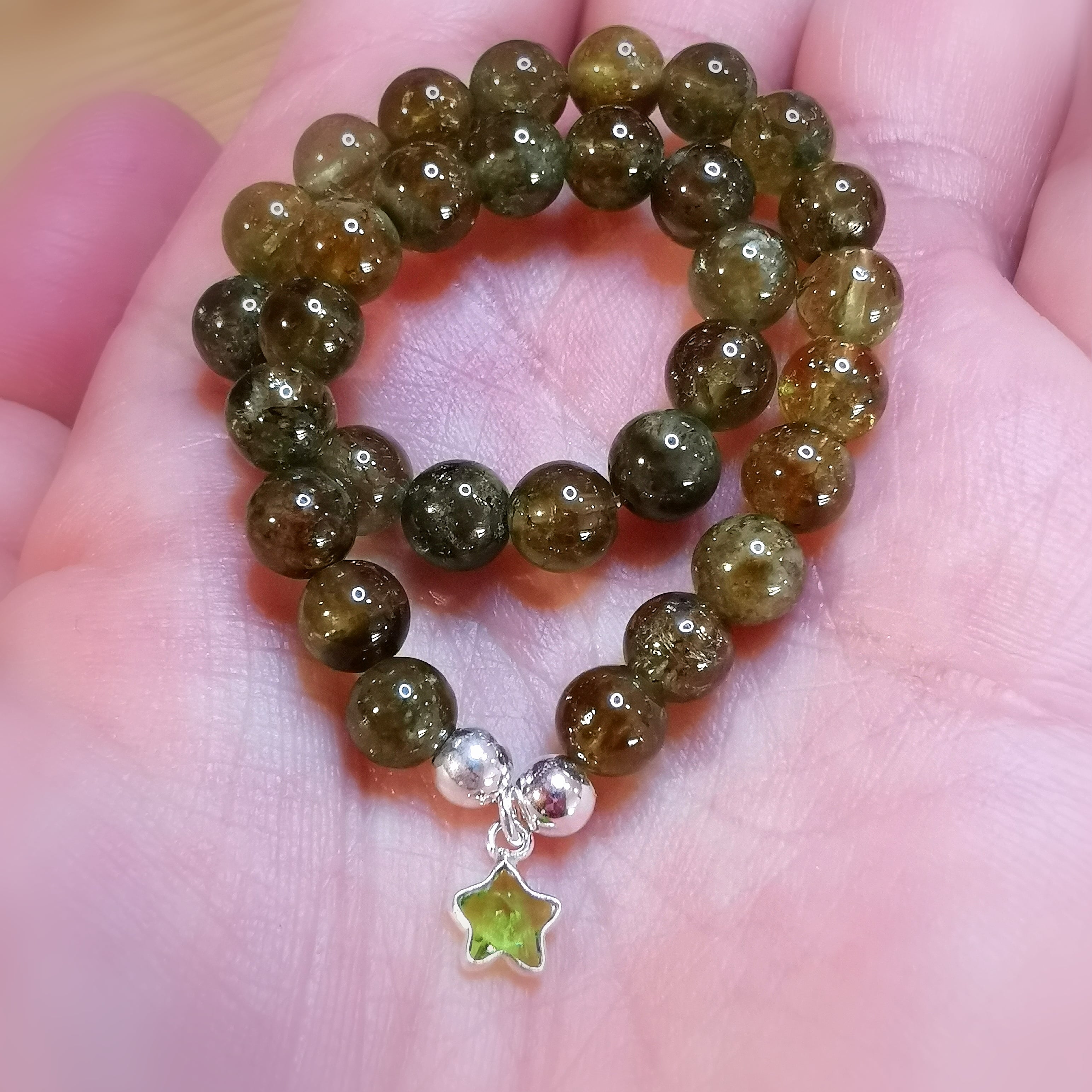 grüner Granat Zirkon Edelstein Seestern Karma Schmuck, Talisman Heilstein Armband, Erfüllung, samaki