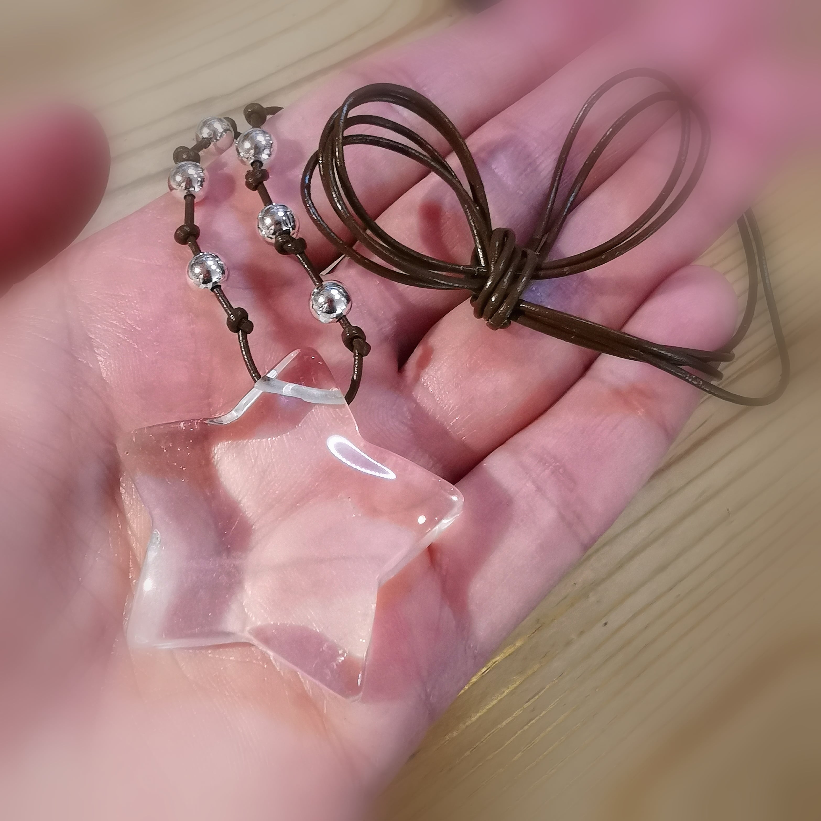 Bergkristall Edelstein Heilstein Stern Karma Schmuck, Chakra wellness Glückskette, Licht und Liebe, samaki