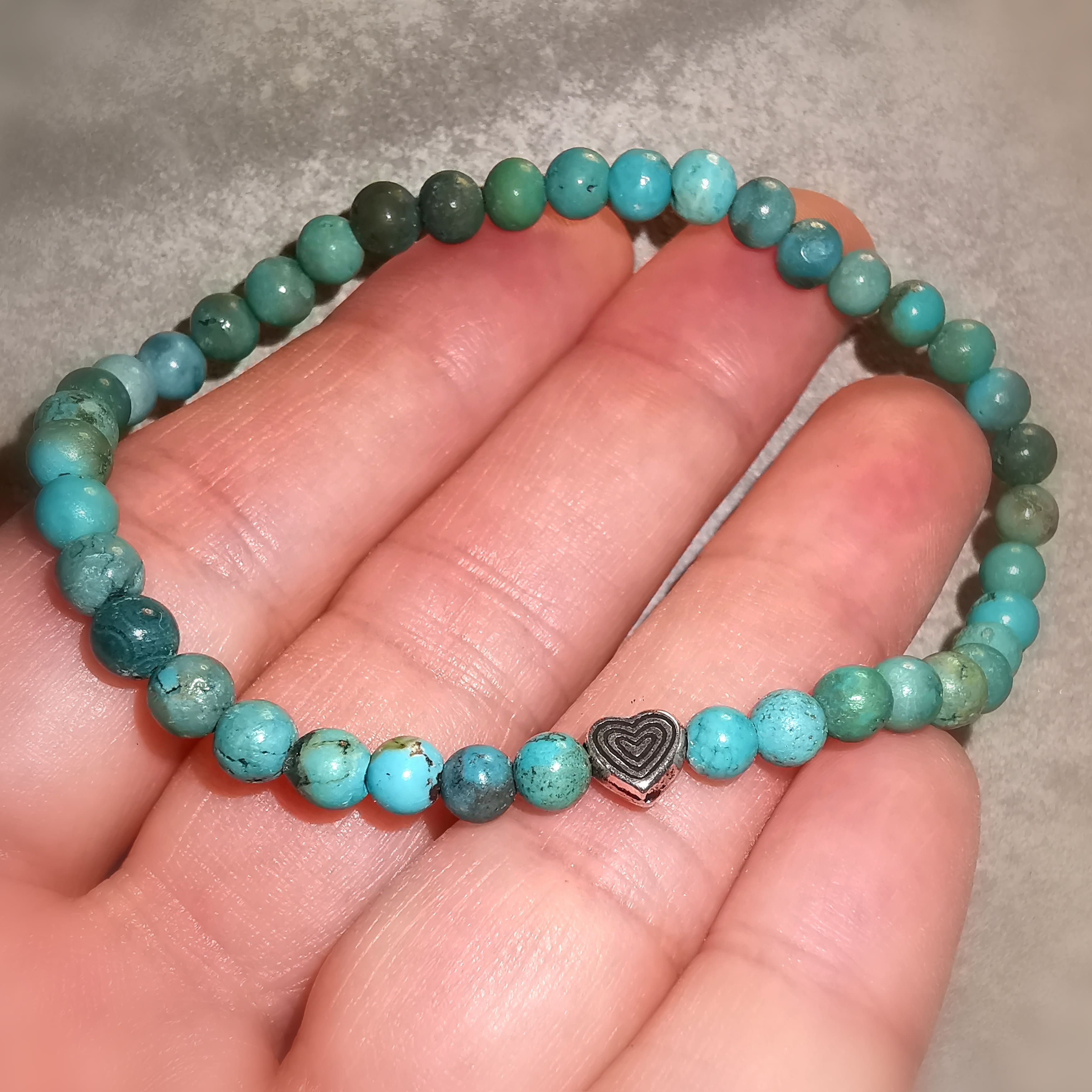 Türkis Karma Edelstein Heilstein Herz Armband, Chakra wellness, Selbstbewusstsein
