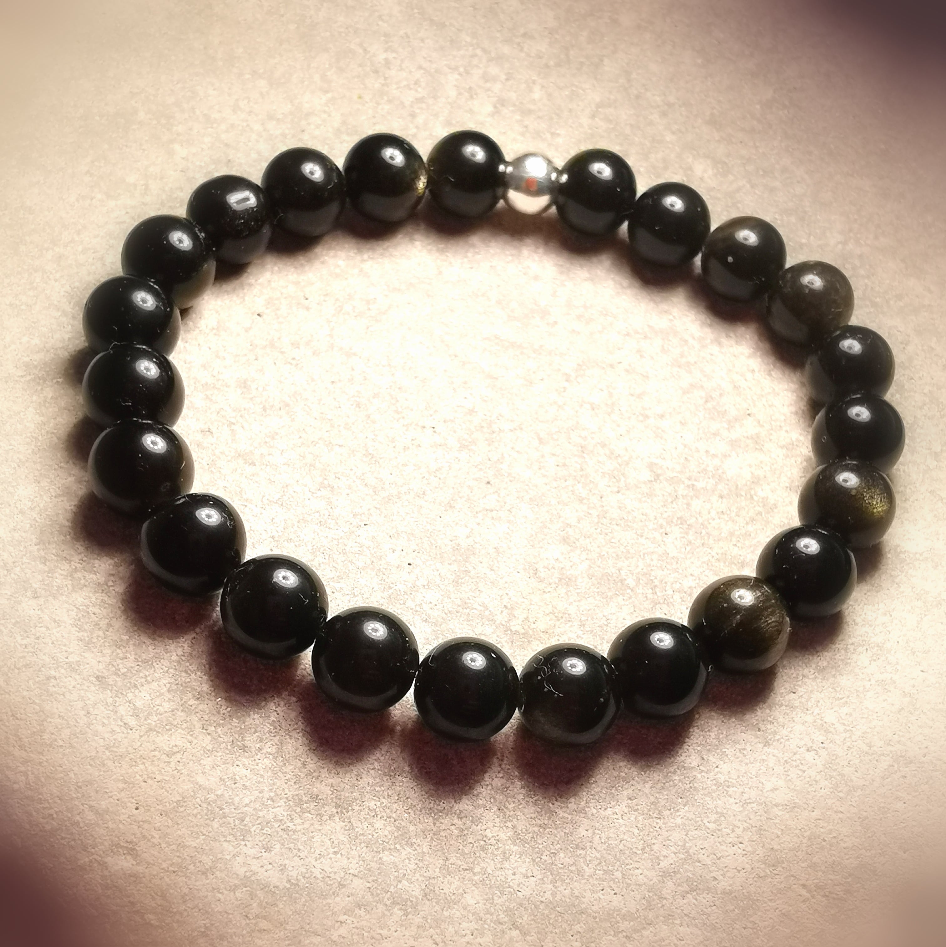 ✨ Gold Obsidian Edelstein Heilstein Karma Armband – Unisex, Aura Wellness, Bewusstsein