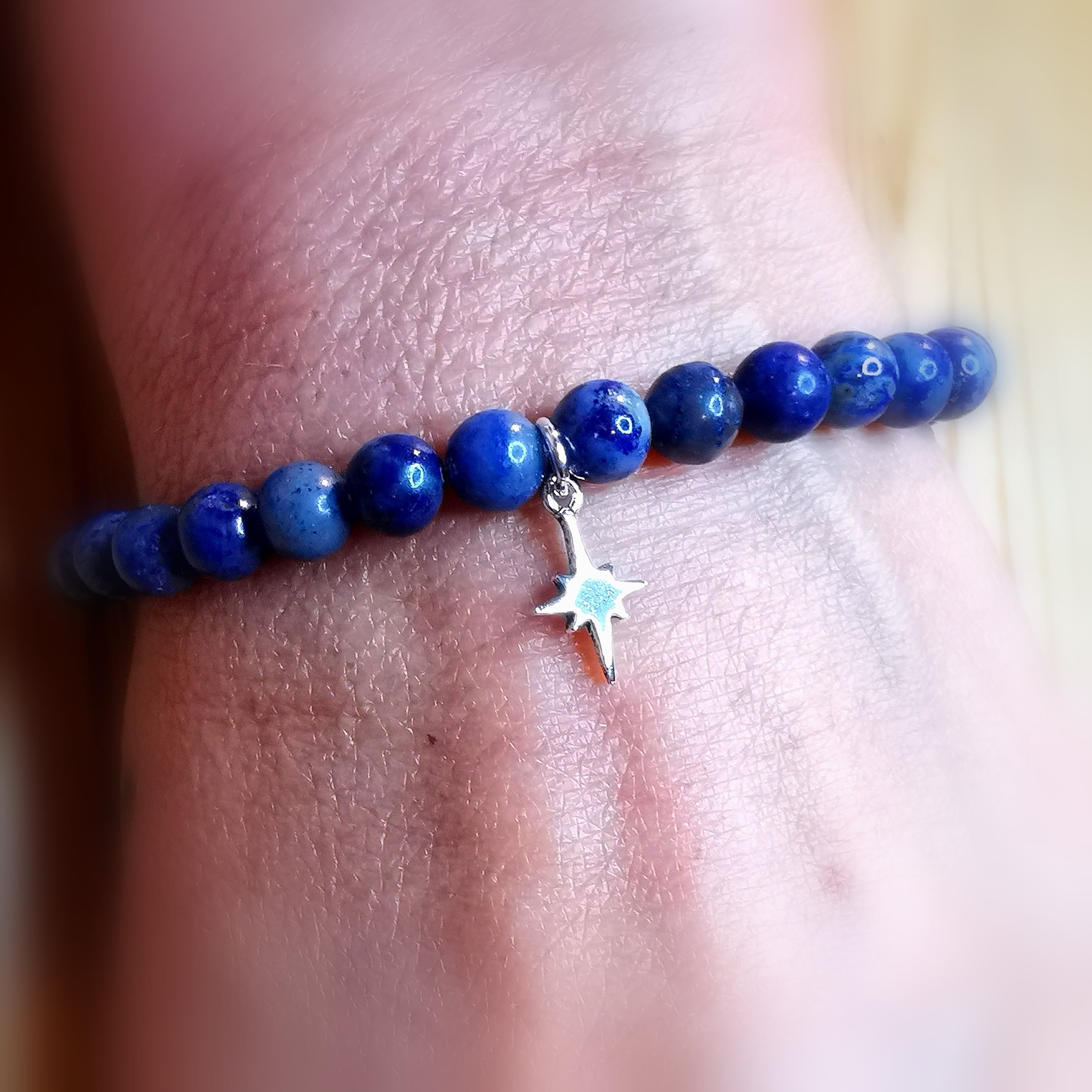 Lapislazuli Edelstein Polarstern Karma Armband, aura chakra wellness, Intuition und Vertrauen