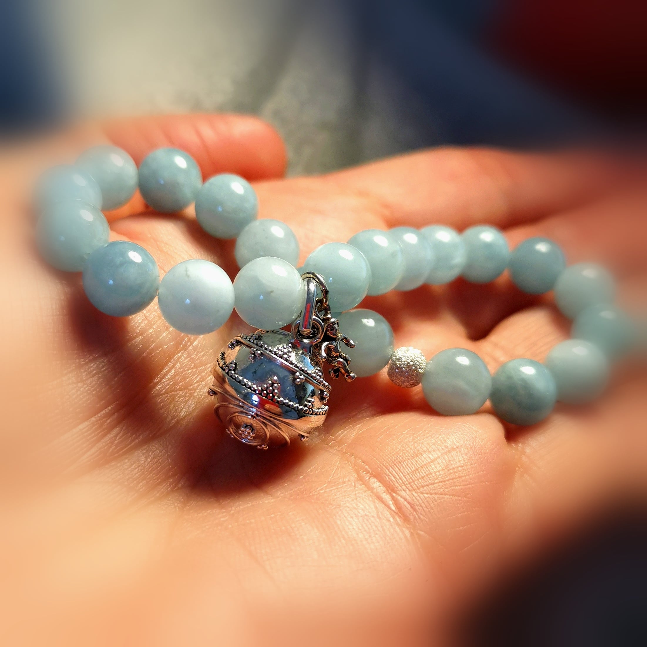 Engelsrufer Schutzengel Aquamarin Edelstein Karma Armband, aura chakra wellness, mit Leichtigkeit
