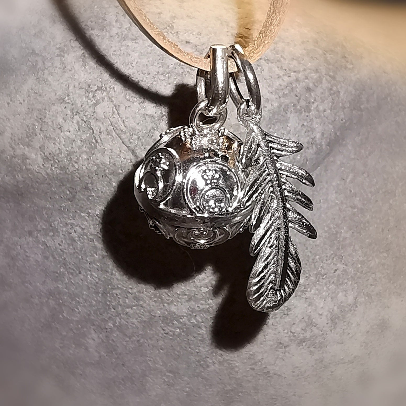 Engelsrufer Engel Feder Karma Kette, Leder und Sterlingsilber Schutzengel Schmuck, lichtvolle Wege, samaki