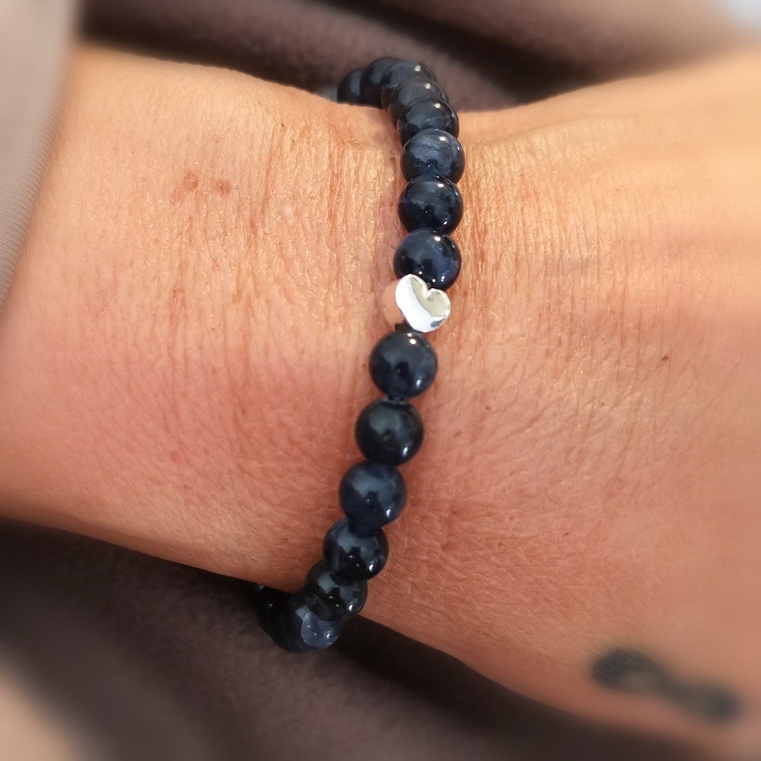Dumortierit Edelstein Heilstein Karma Herz Armband, aura chakra Schmuck, neue leichte Wege, samaki
