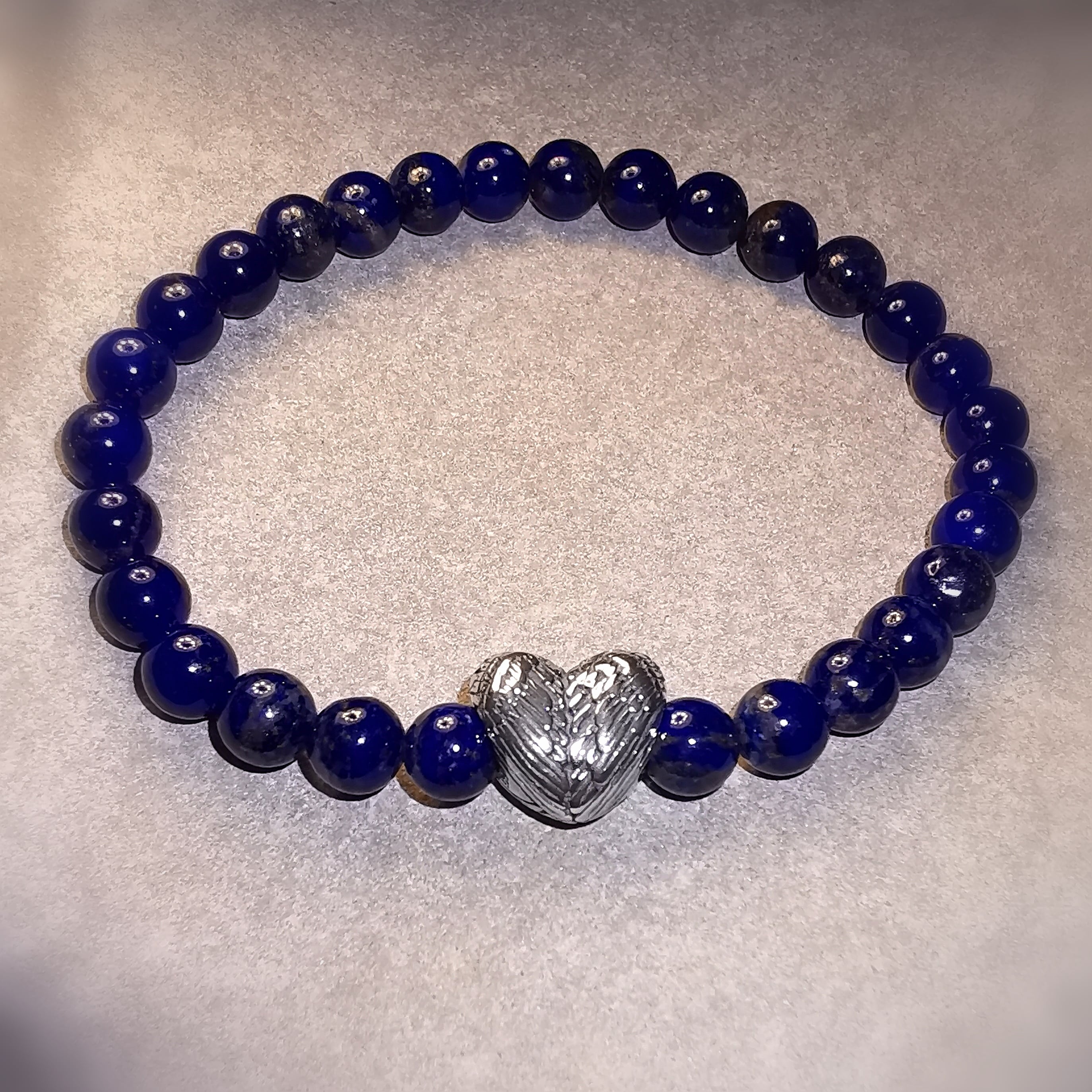 Lapislazuli Edelstein Heilstein Engel Flügel Herz Karma Armband, geliebt von Herzen, samaki