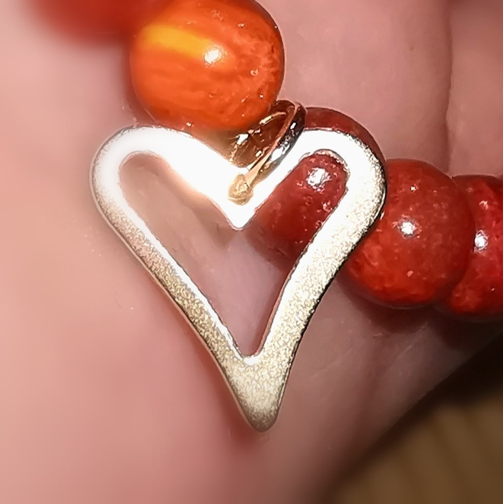 rote Koralle, Apfel Korallen Edelstein Herz Karma Armband, Wurzelchakra, das Leben lieben, samaki