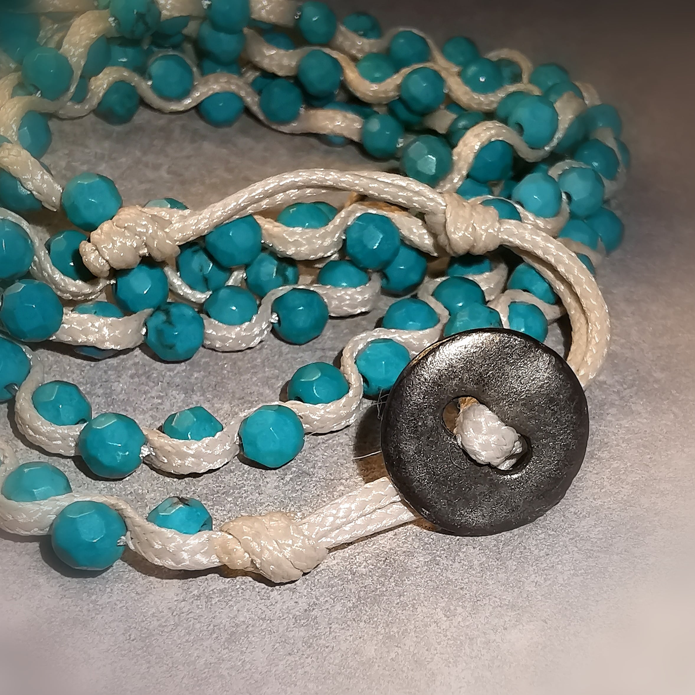 Türkis Magnesit Wickel Armband und Hals Kette, Aura Kehlchakra wellness, das Gefühl von Leichtigkeit, samaki