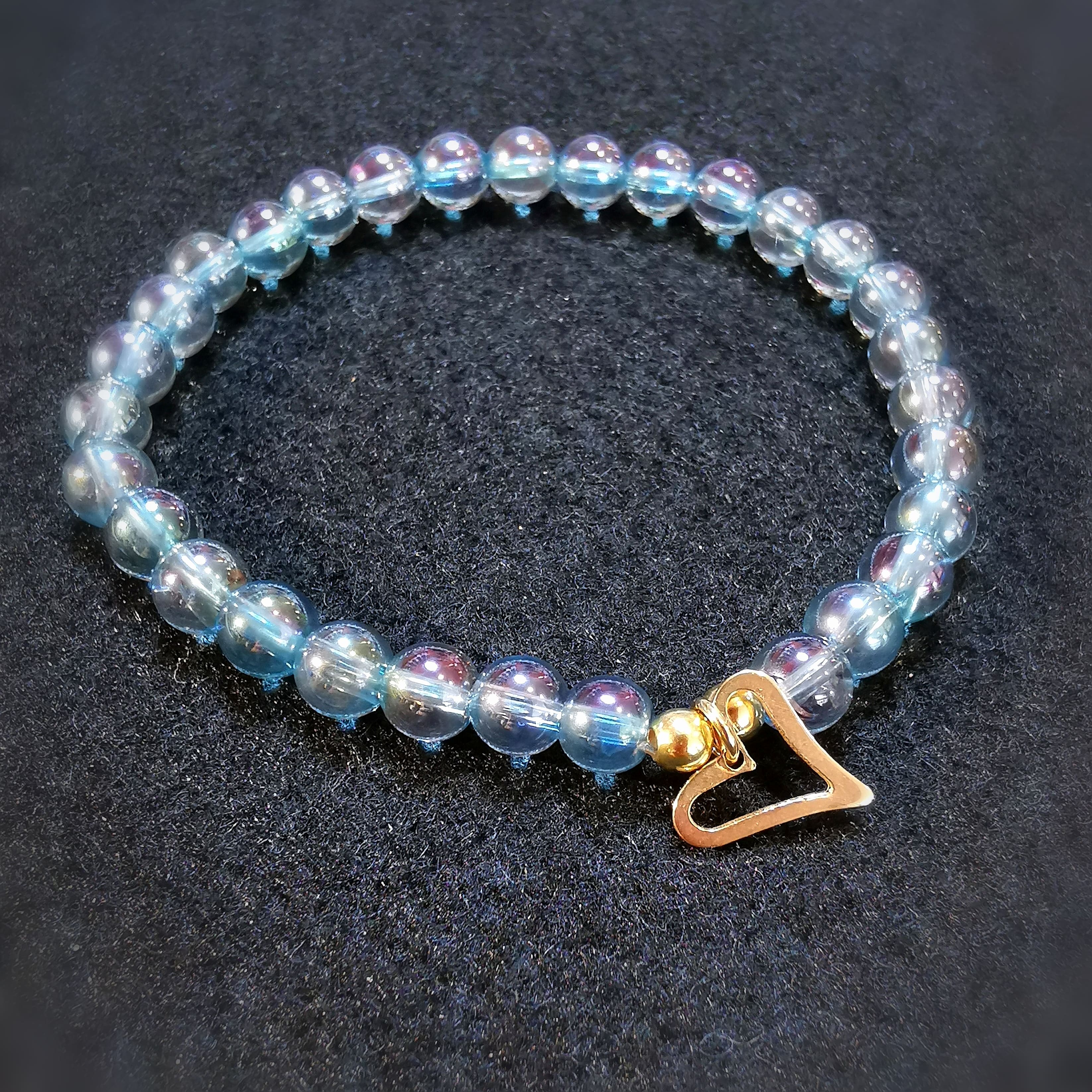 Aqua Aura Herz Chakra Karma Edelstein Heilstein Armband, von Herzen geliebt, samaki