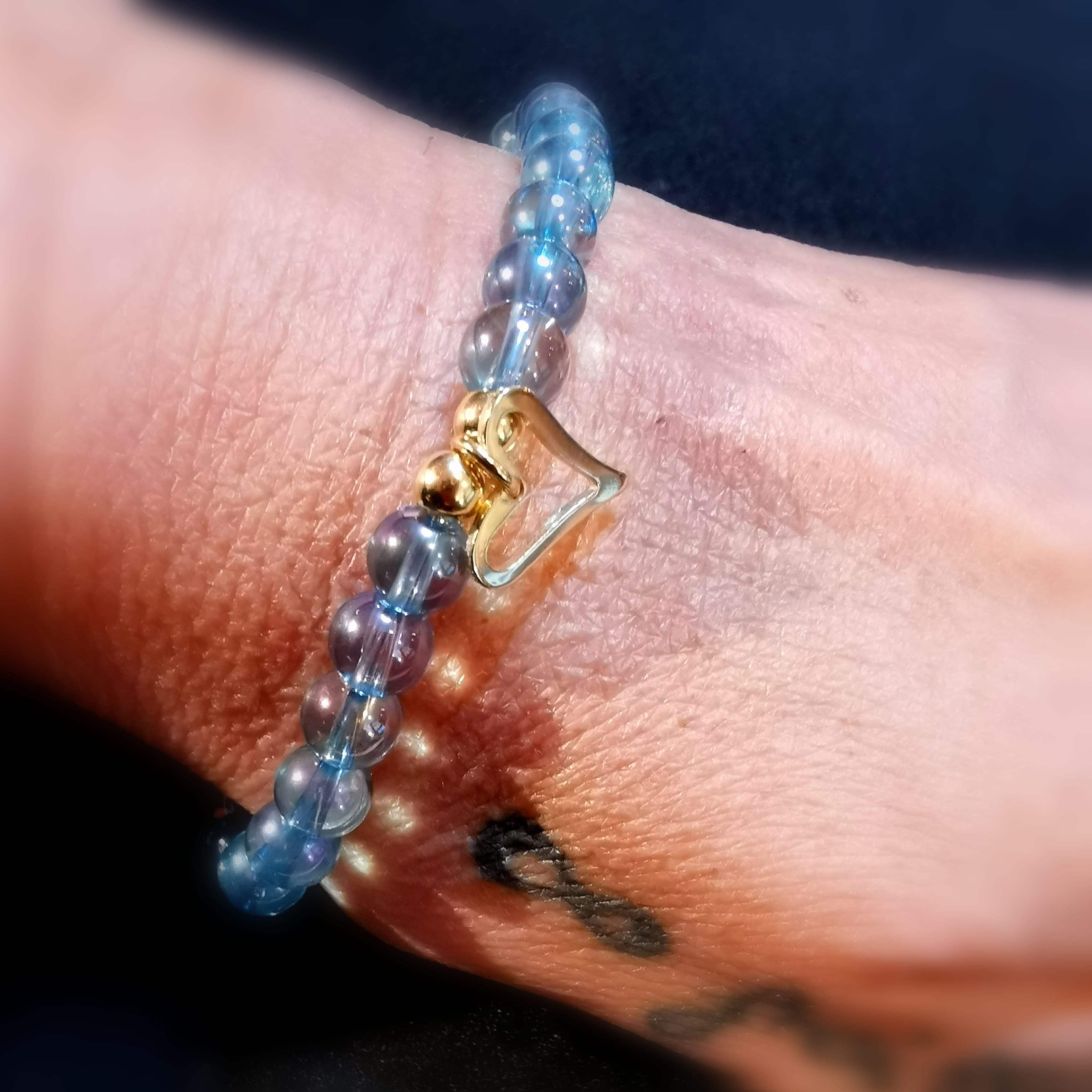 Aqua Aura Herz Chakra Karma Edelstein Heilstein Armband, von Herzen geliebt, samaki