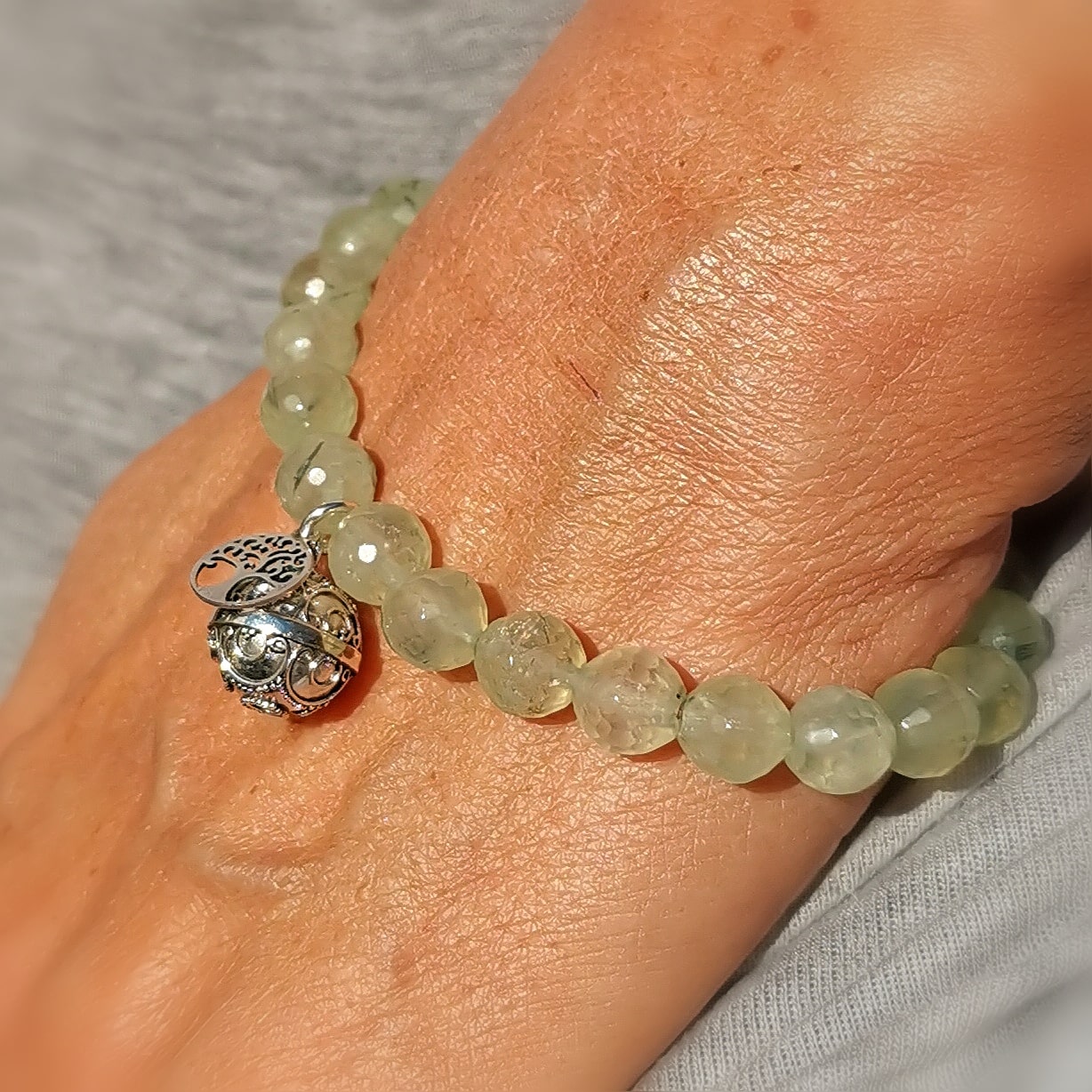 Engelsrufer Klangkugel Lebensbaum Prehnit Edelstein Karma Armband, Liebe und Vertrauen, samaki