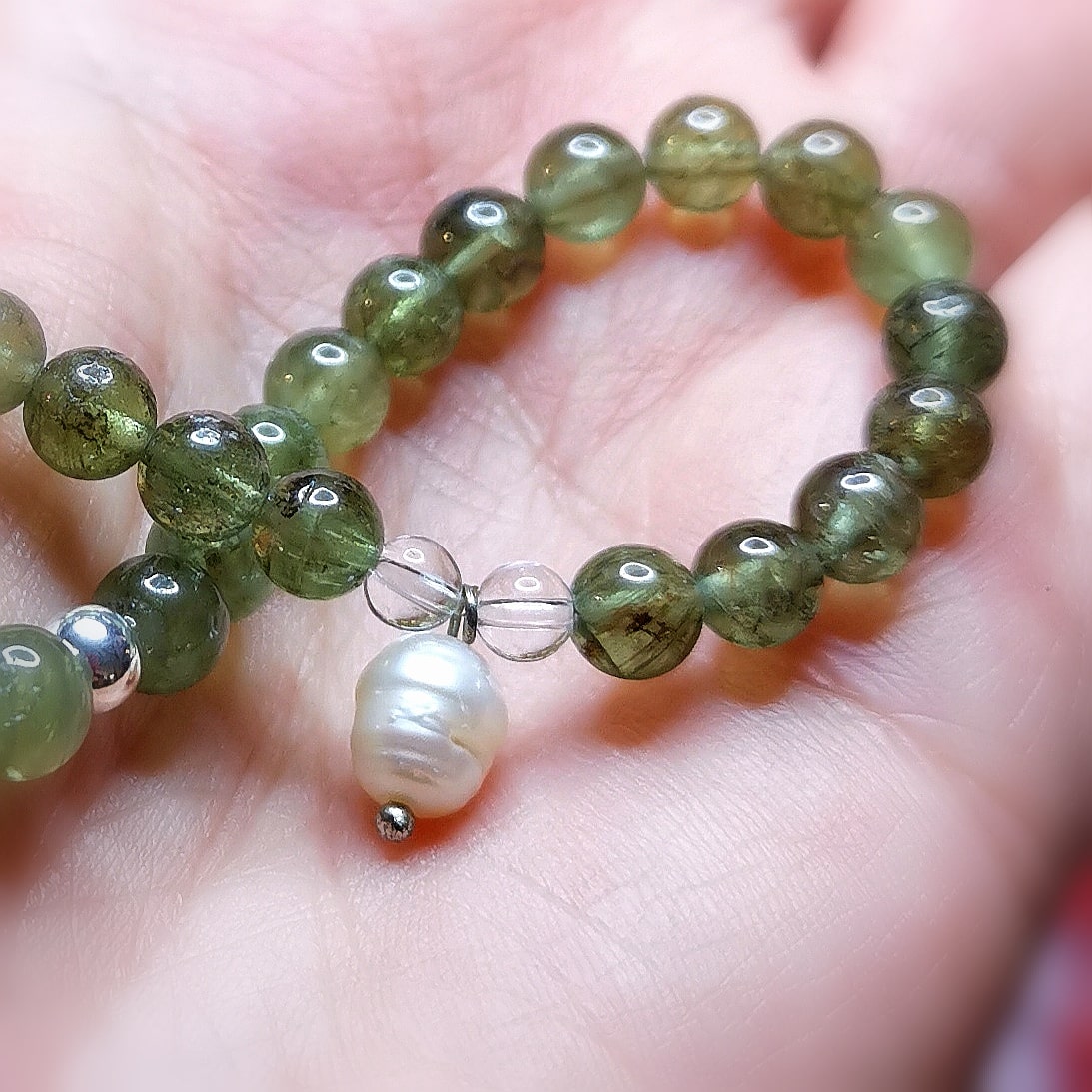 Prehnit Perle Karma Schmuck Edelstein Armband, Aura Chakra Harmonie, Schönheit des Lebens, samaki