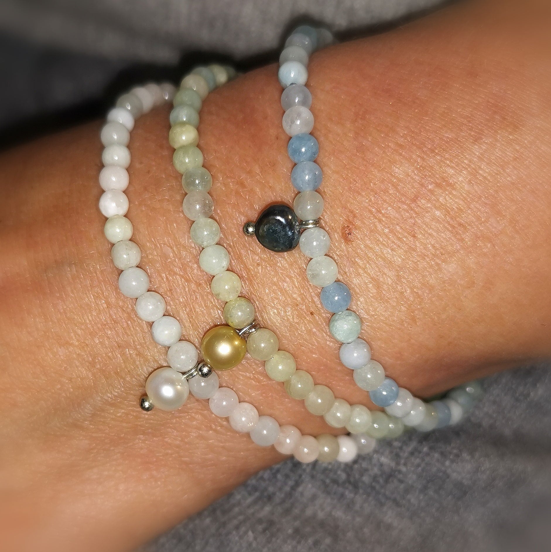 Sammelarmbänder samaki originals, Beryll Edelstein Karma Schmuck Glücksarmbändchen Heliodor