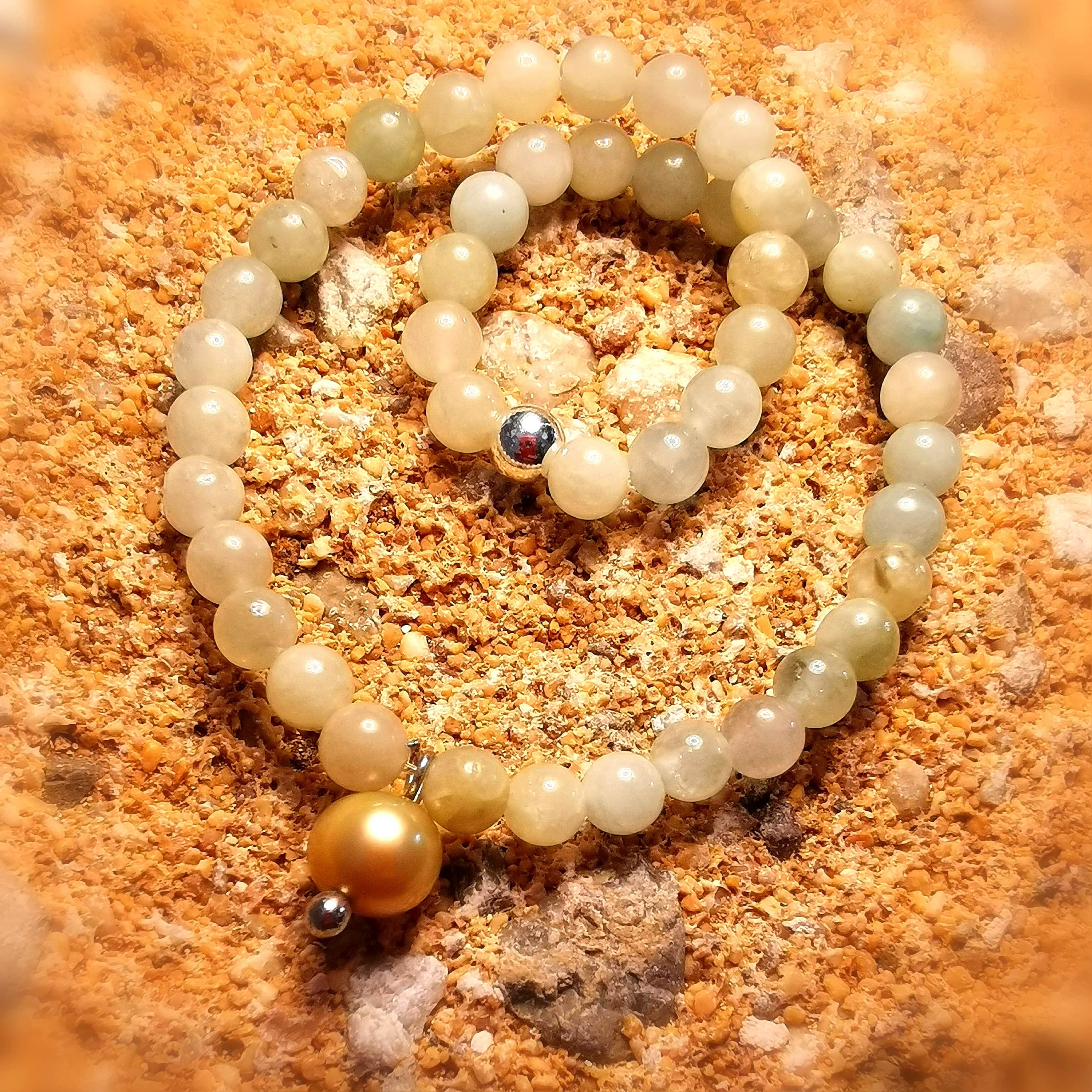 Heliodor Perlen Glücksarmbändchen, Beryll Edelstein Karma Armband Schmuck, sich selbst treu sein, samaki