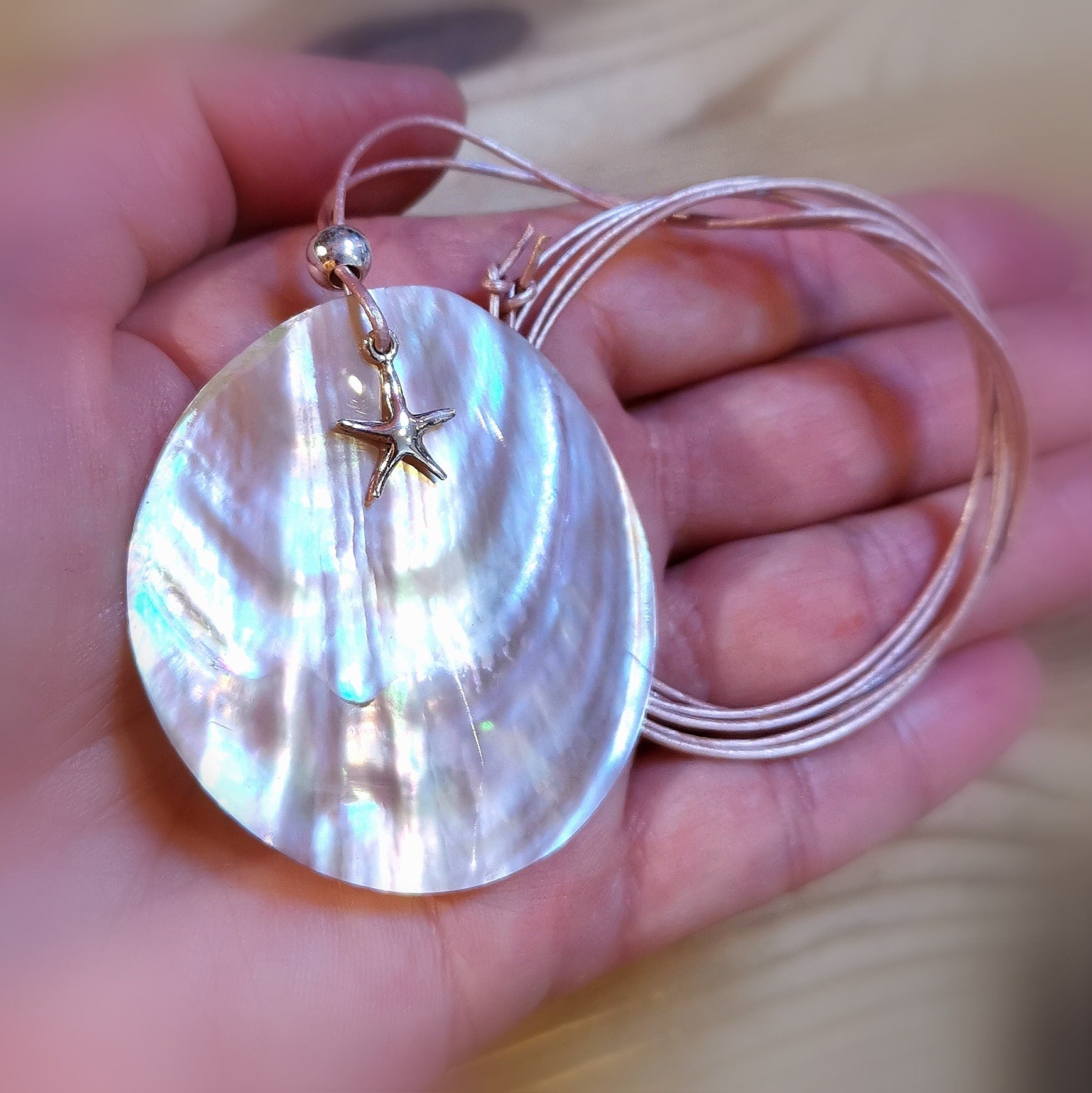 Perlmutt Muschel Seestern Krafttier Karma Kette, edler Hippie Schmuck, das Leben feiern, samaki