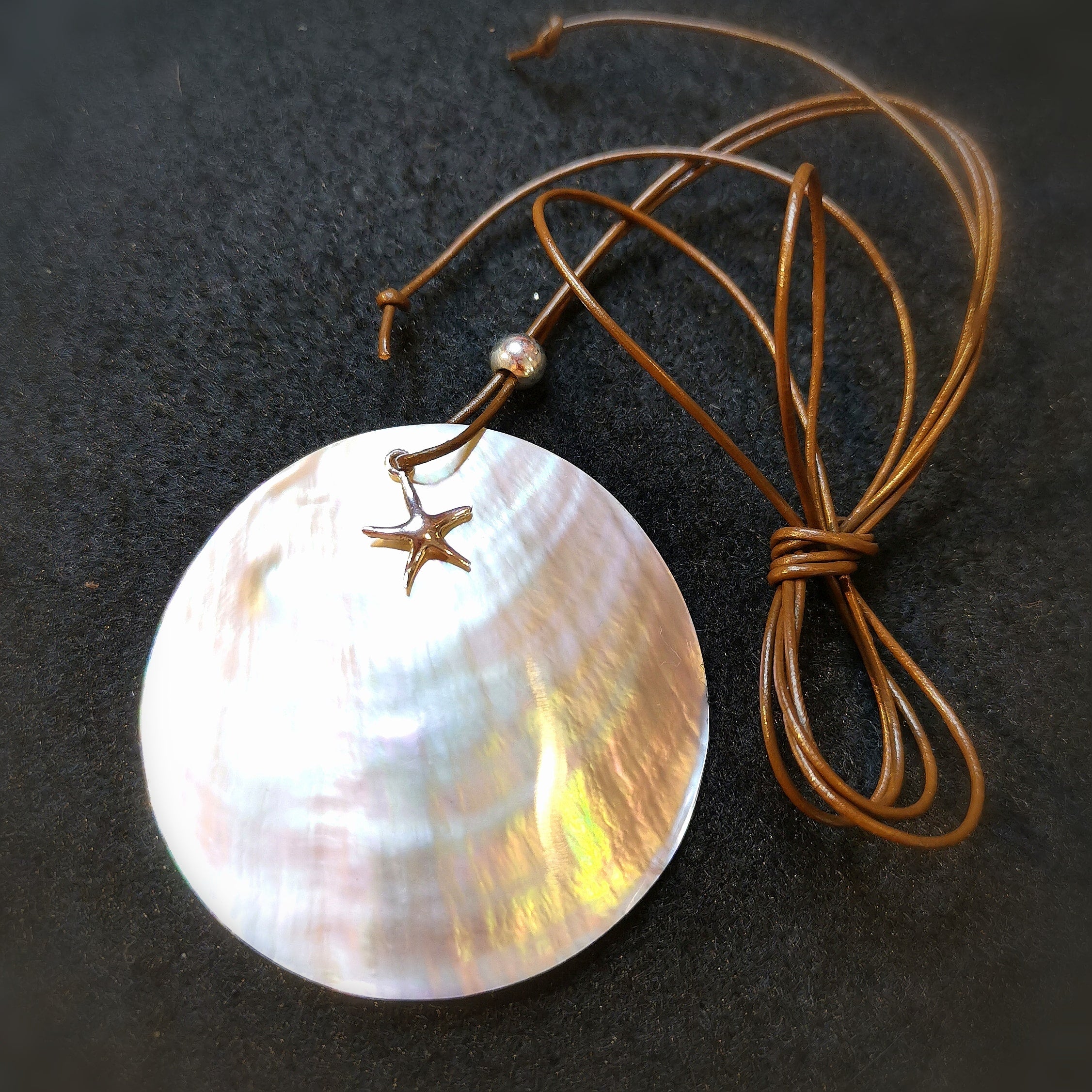 Perlmutt Muschel Seestern Krafttier Karma Kette, edler Hippie Schmuck, Wunder des Lebens, samaki