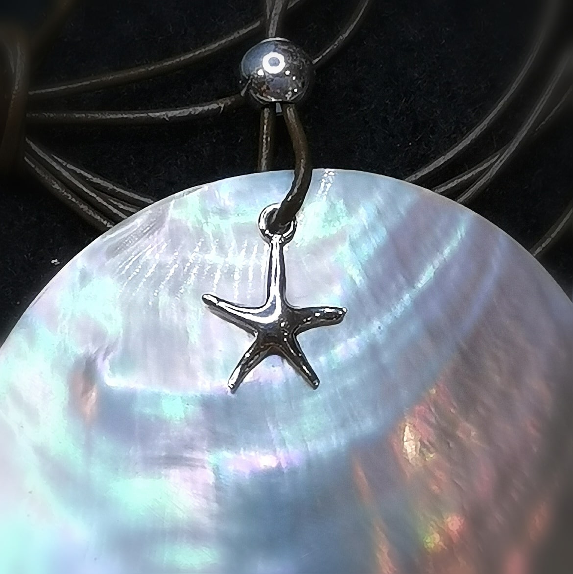Perlmutt Muschel Seestern Krafttier Karma Kette, edler Hippie Schmuck, Wunder des Lebens, samaki