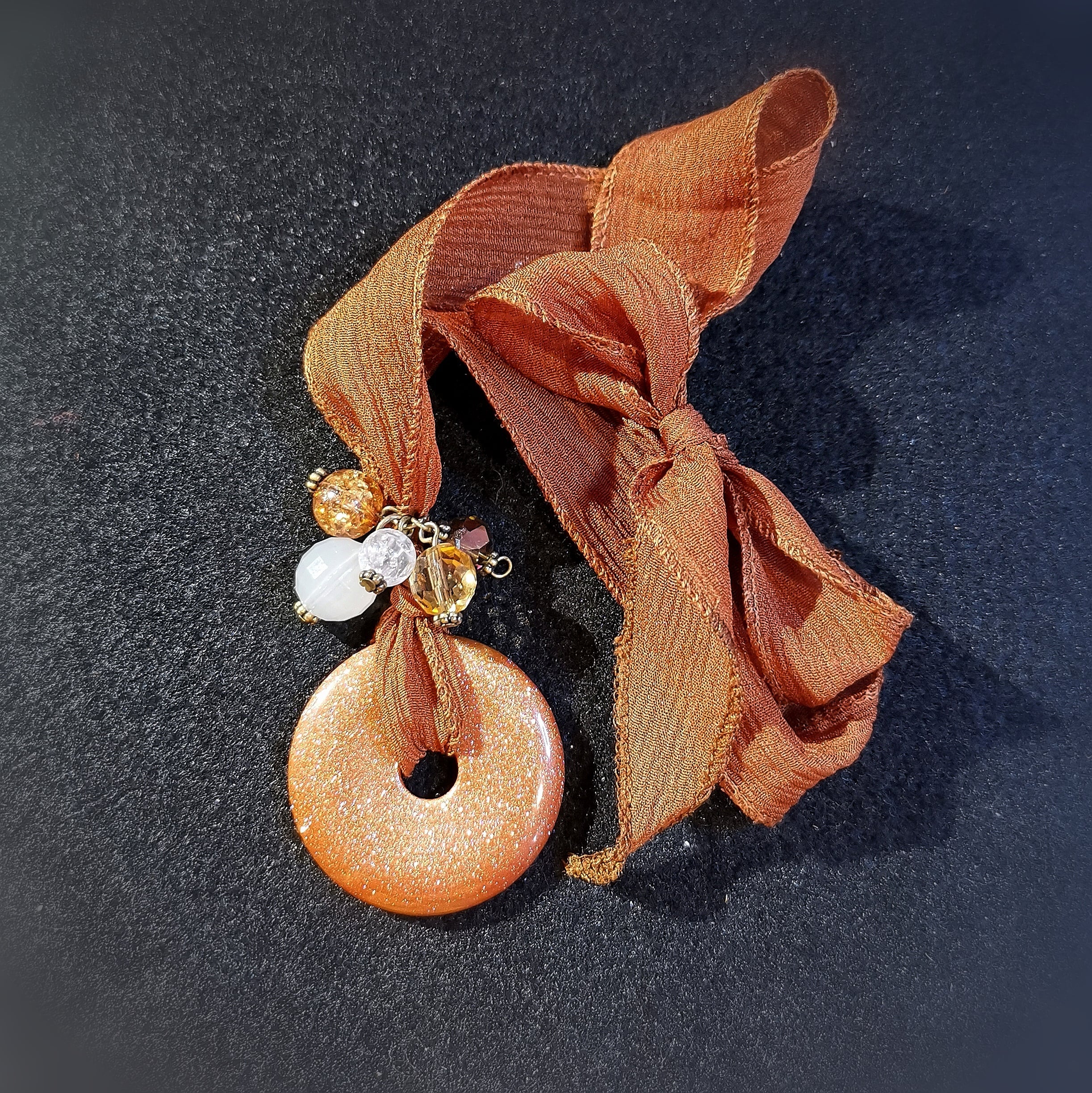Goldfluss Edelstein Heilstein Karma Schmuck Kette, geweiht - positive Lebenseinstellung