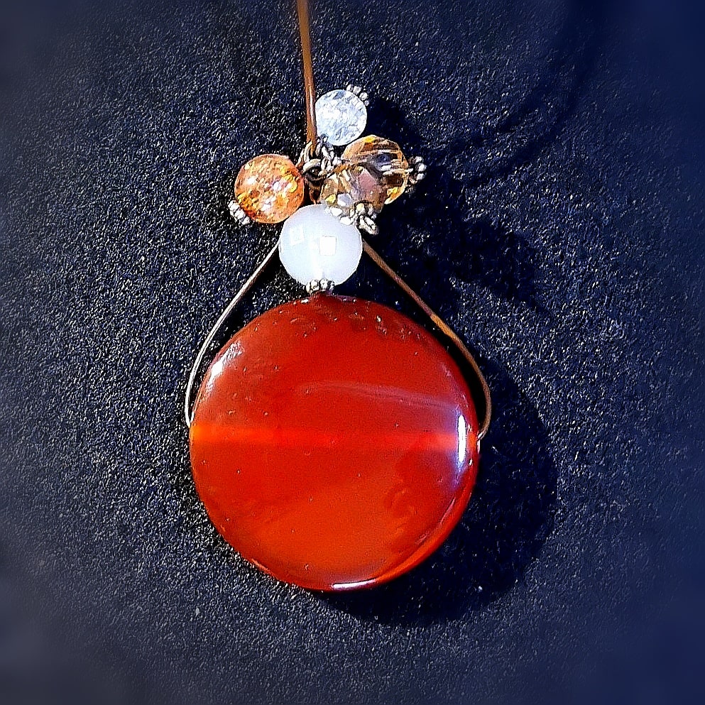 Karneol Glücksachat Edelstein Heilstein Karma Kette, edler Hippie Stil, Sakral Chakra, Freude und Kreativität, samaki