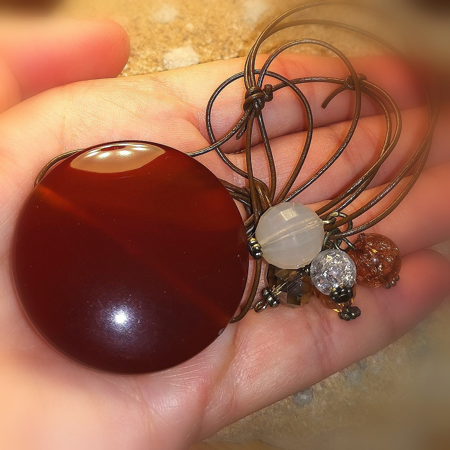 Karneol Glücksachat Edelstein Heilstein Karma Kette, edler Hippie Stil, Sakral Chakra, Freude und Kreativität, samaki