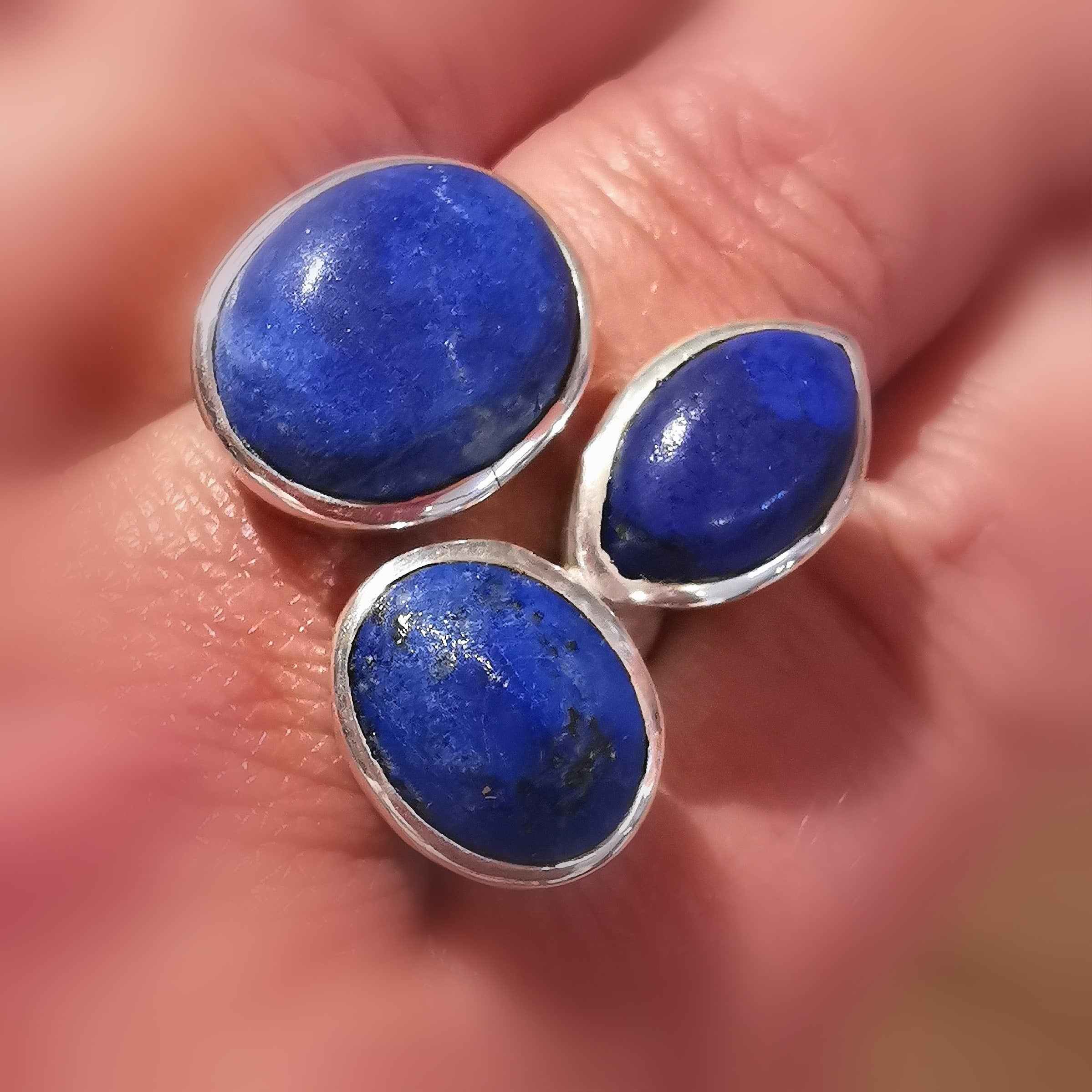 Lapislazuli Edelstein Heilstein Sterlingsilber Ring - Größe 56 - Selbstvertrauen