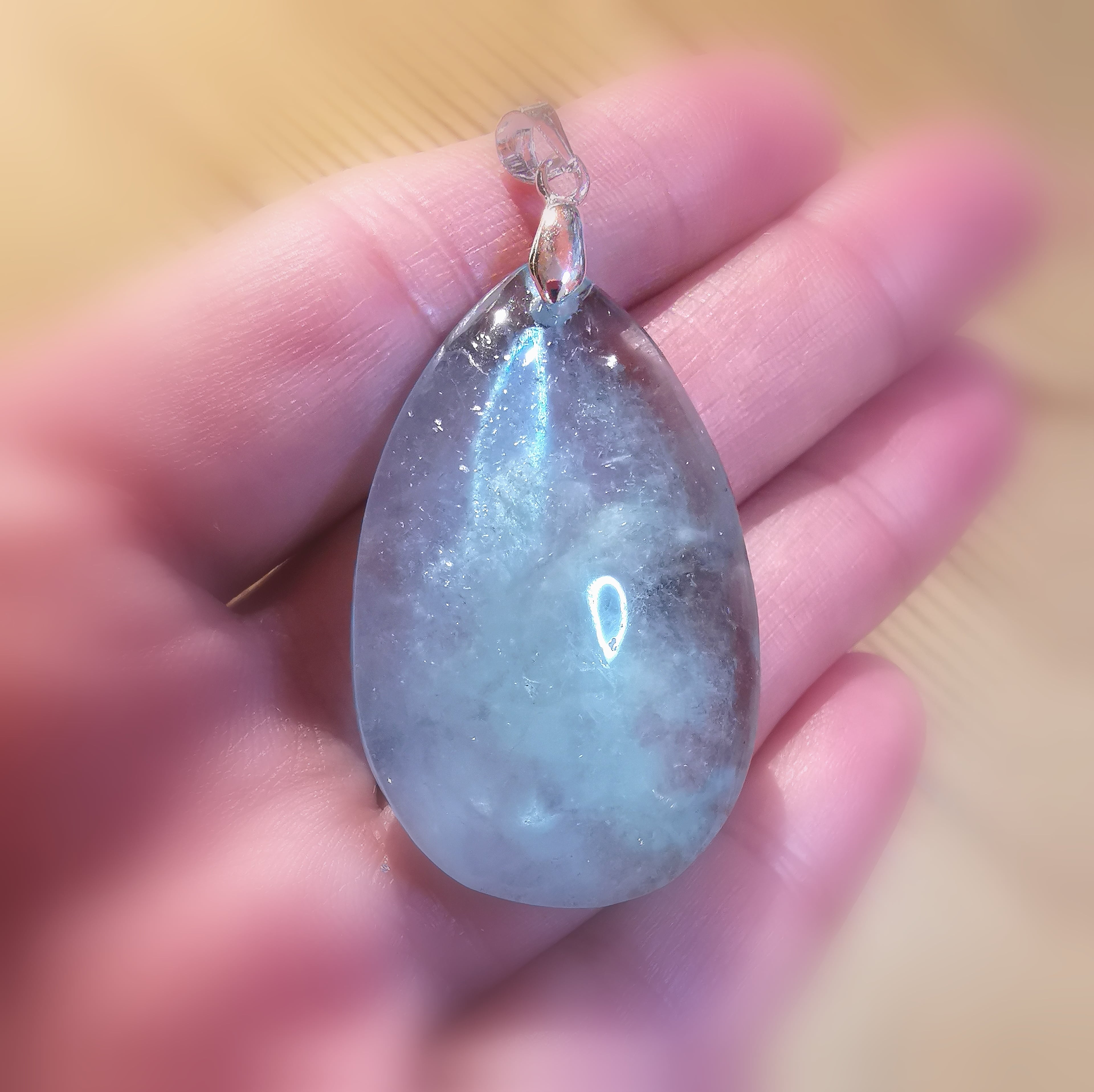 Aquamarin AA Qualität, Edelstein Heilstein Karma Anhänger, Leichtigkeit und Lebenslust, samaki
