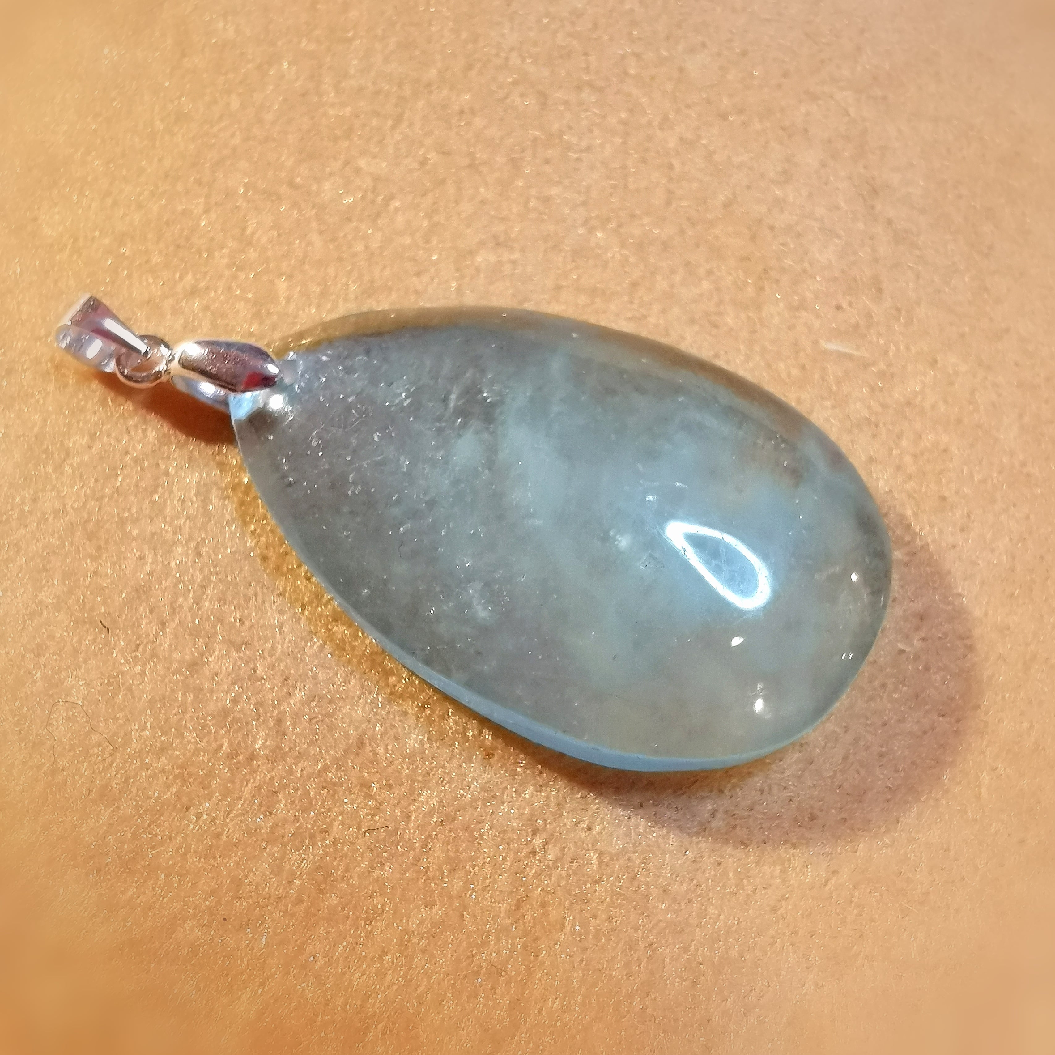 Aquamarin AA Qualität, Edelstein Heilstein Karma Anhänger, Leichtigkeit und Lebenslust, samaki