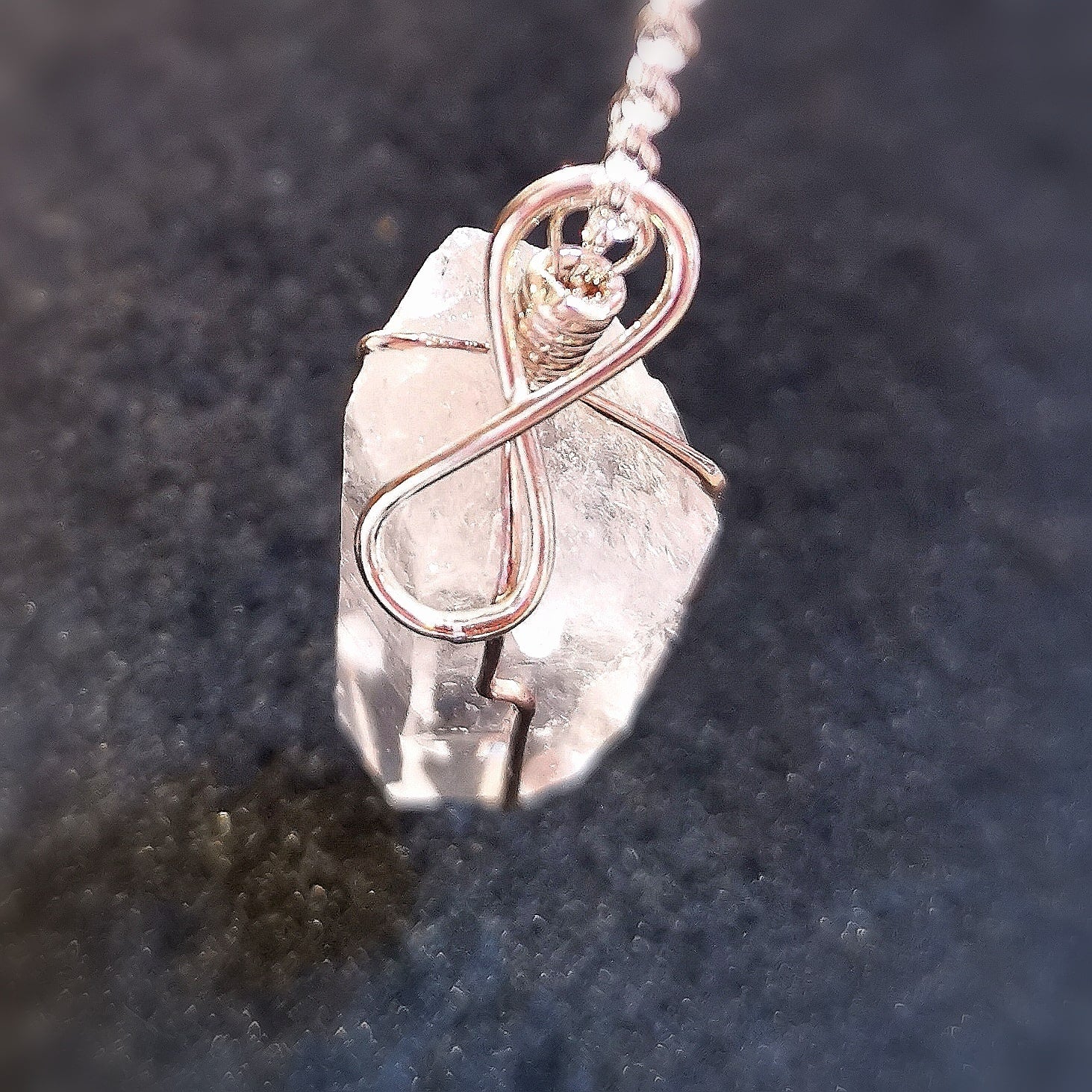 Bergkristall Spitze XL Edelstein Heilstein Unendlich Karma Kette, Aura Wellness - Klarheit und Kraft