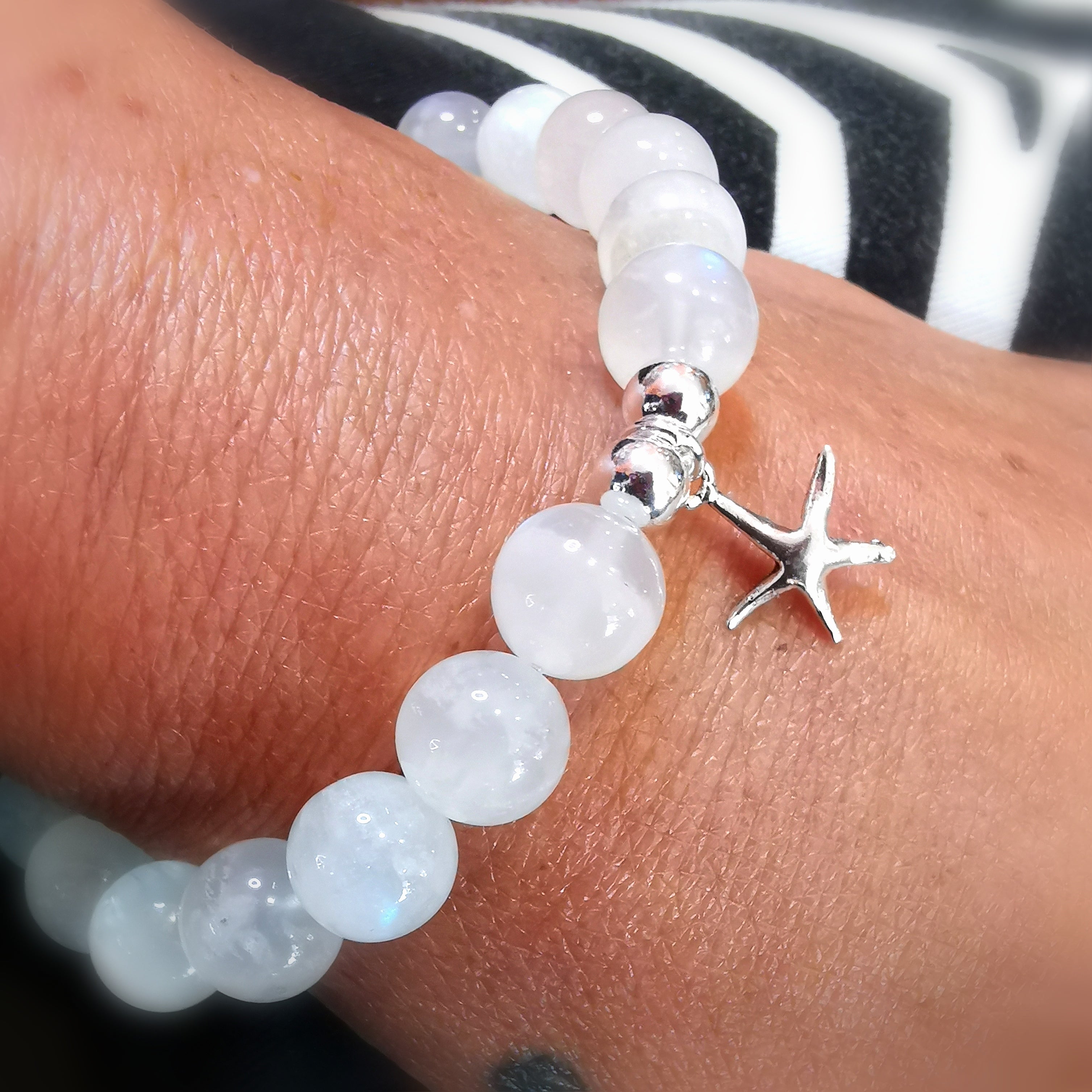 Mondstein Seestern Karma Design Armband, Edelsteine für Aura Chakra Kraft, der Seele folgen, samaki